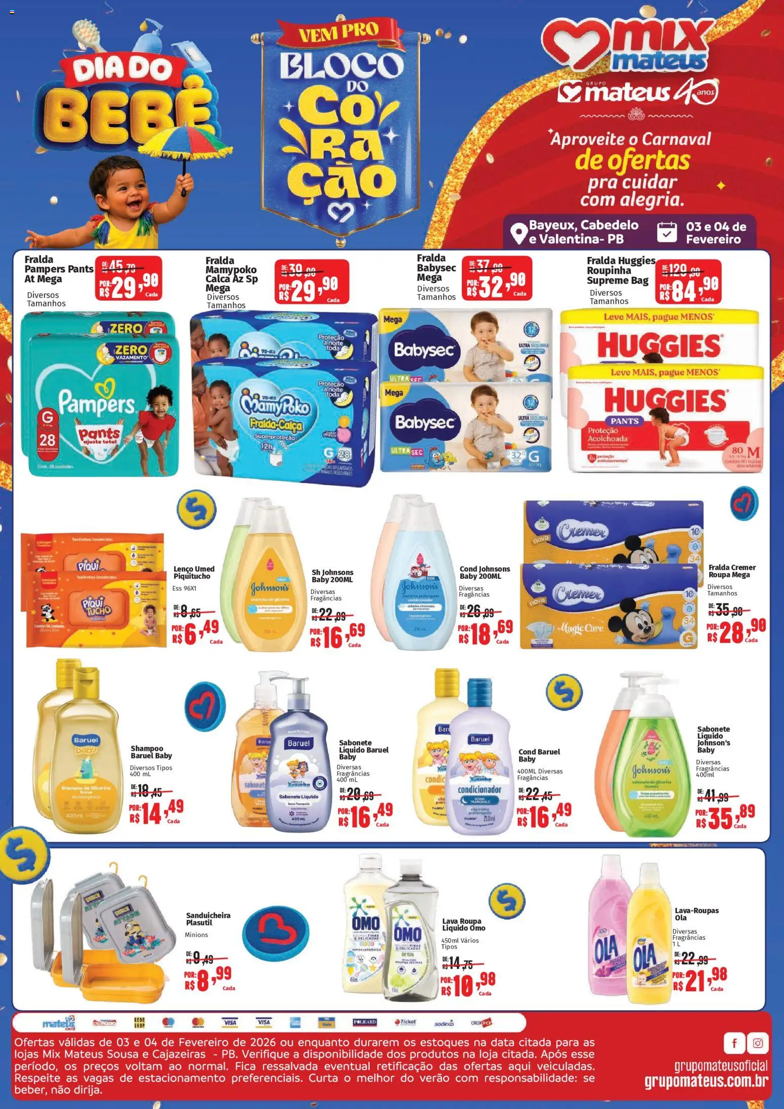 Pré-Visualização do folheto "Ofertas Dia do Bebê" da loja Mateus válido a partir de 03/02/2026