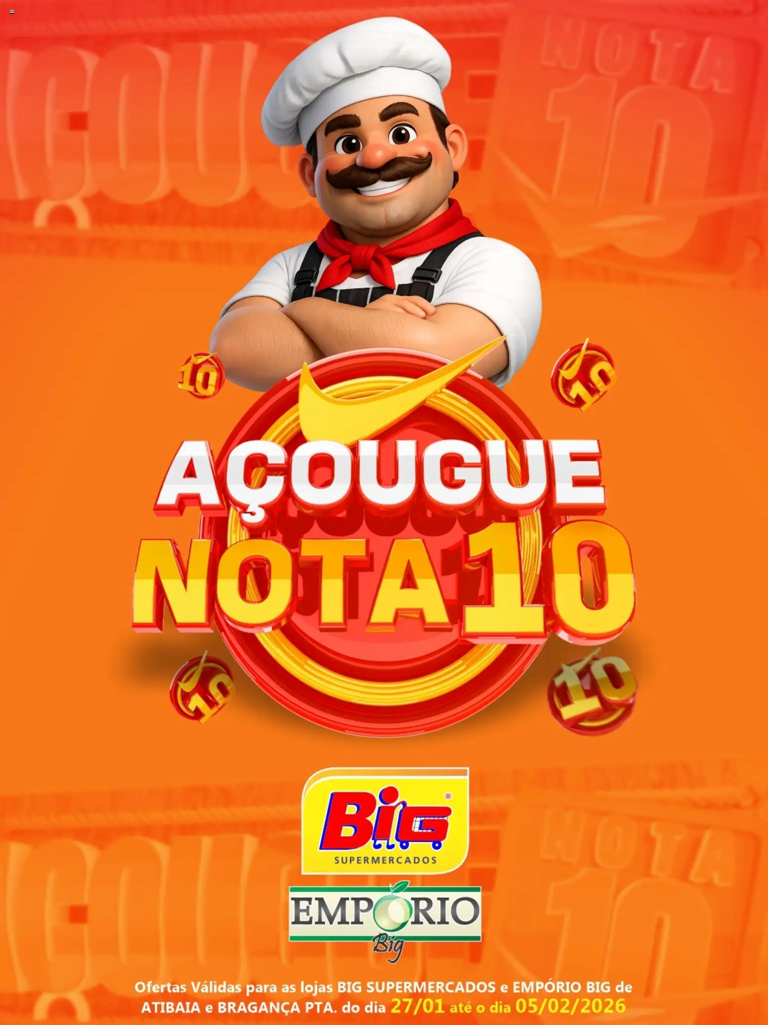 Pré-Visualização do folheto "Ofertas do Açougue" da loja Big Supermercados válido a partir de 27/01/2026