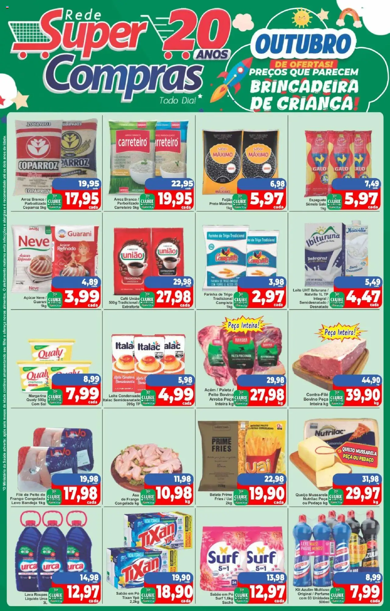 Rede Super Compras folheto "Ofertas da semana" válido a partir de 06/10/2025 - número de página 1 - Perfume, Leite condensado, Sal, Feijão, Açúcar, Espaguete, Sabão, Acém