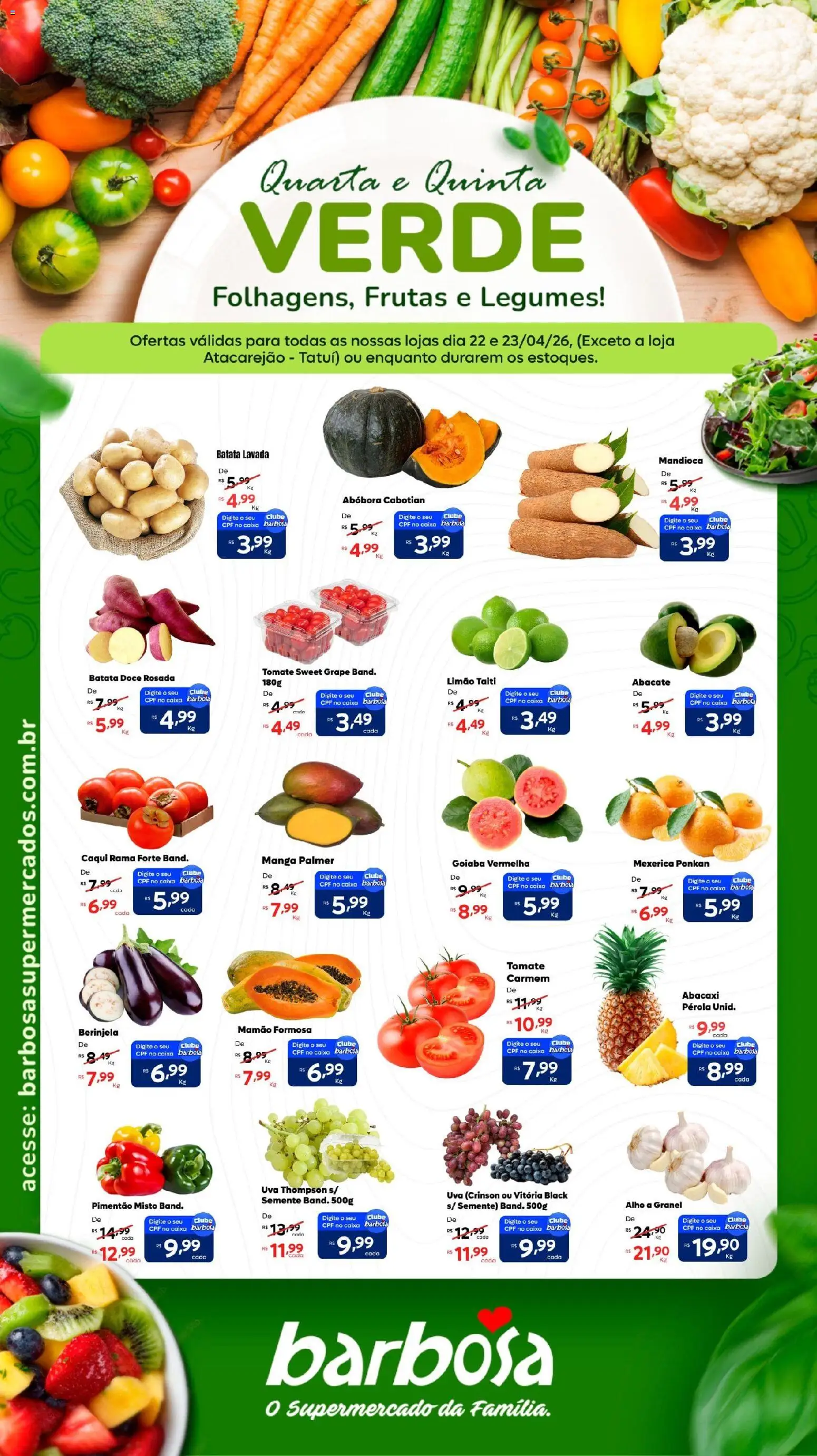 Pré-Visualização do folheto "Barbosa Supermercados ofertas Quarta e Quinta" da loja Barbosa Supermercados válido a partir de 22/04/2026