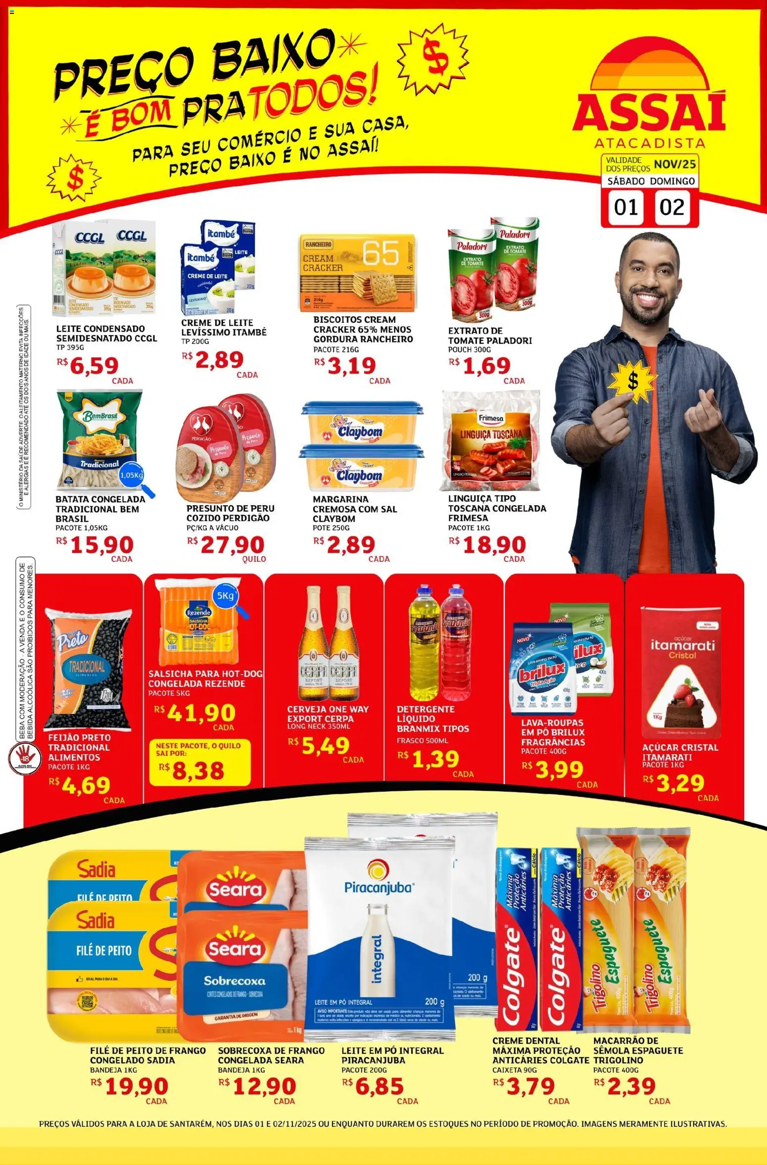 Pré-Visualização do folheto "Encarte - PA" da loja Assaí Atacadista válido a partir de 01/11/2025 - Leite condensado, Frango, Creme de leite, Detergente, Leite em pó, Peito de frango, Presunto, Bandeja