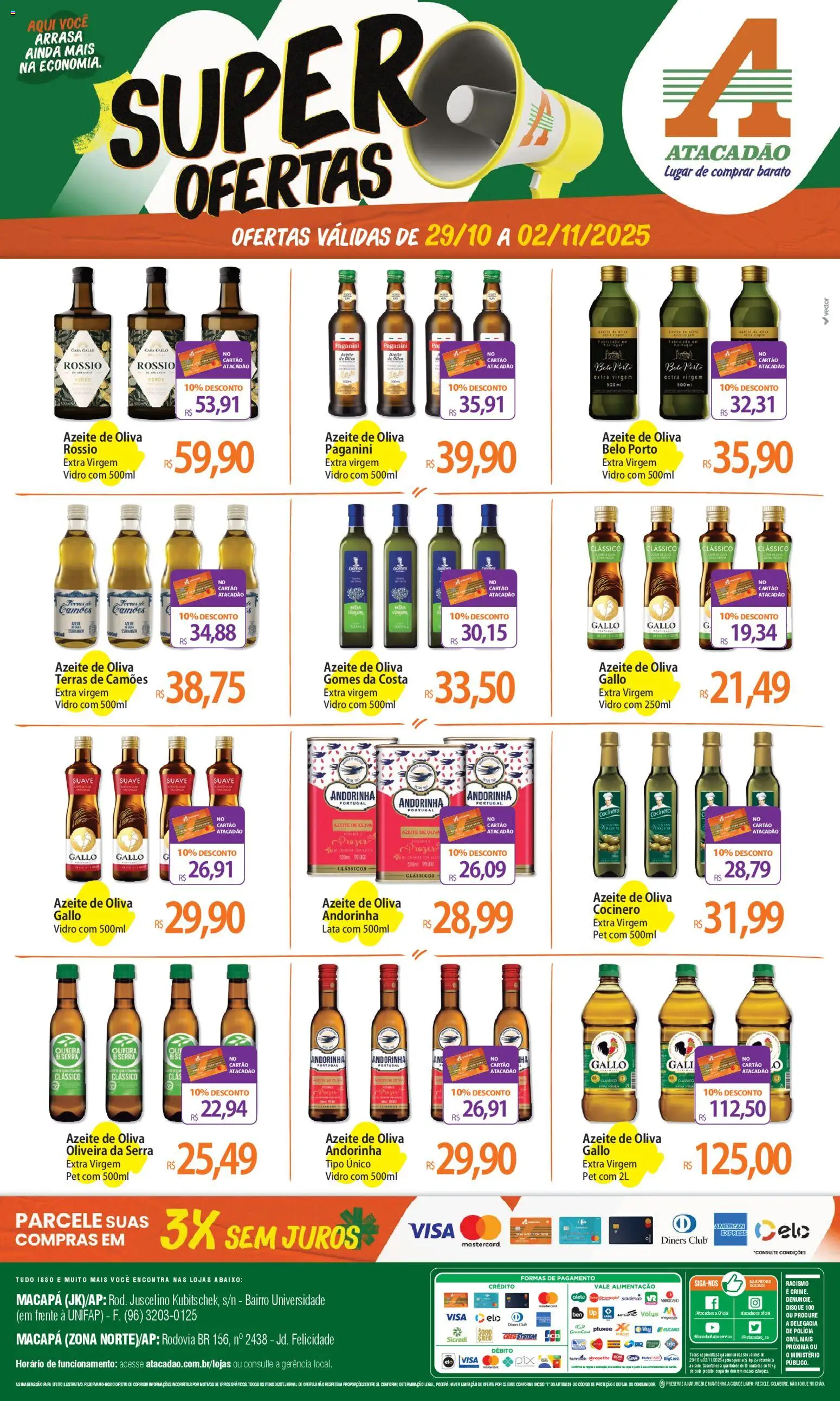 Pré-Visualização do folheto "Ofertas - AP" da loja Atacadão válido a partir de 29/10/2025 - Azeite, Azeite de oliva, Gomes da costa