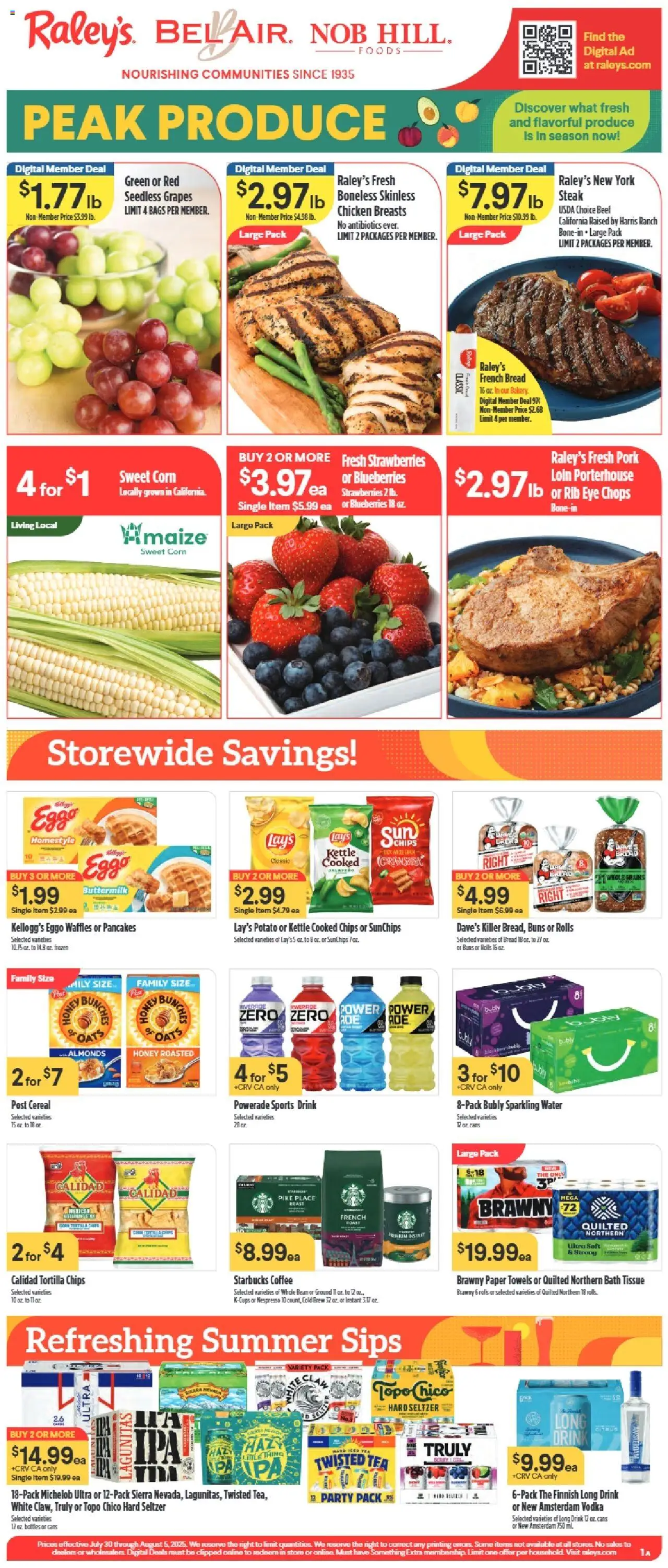 Raley's Weekly Ad from 07/30/2025 - Flyer - Page number 1
