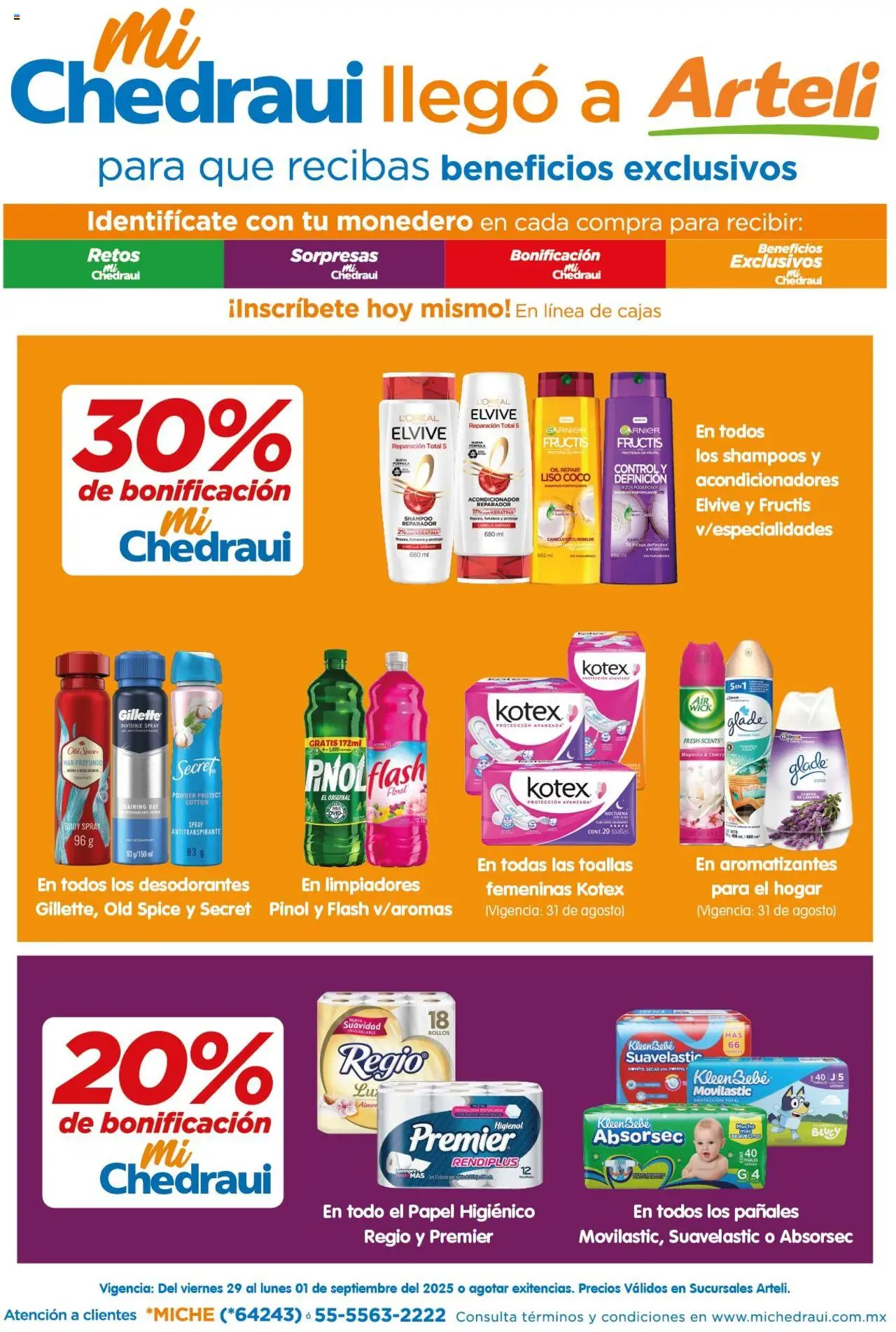 Folleto MiChedraui Arteli y sus promociones válidas desde el 29/08/2025 - Número de página 1