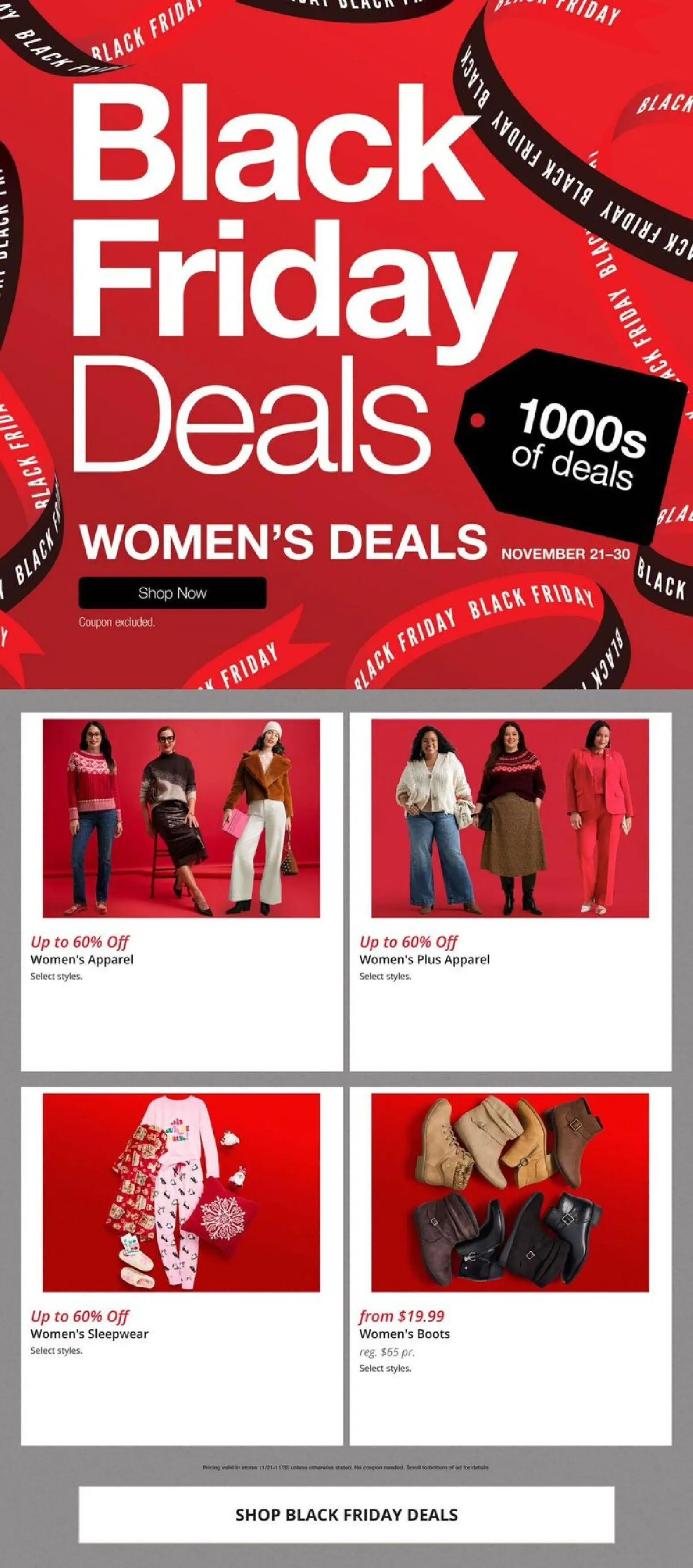 Ad Preview of JCPenney Black Friday Women´s Deals from 11/21/2025