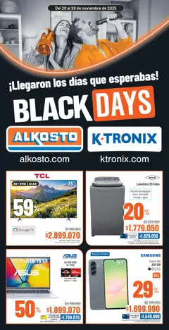  Vista previa del prospecto Black Friday del almacen Alkosto válida del 20/11/2025 al 28/11/2025
