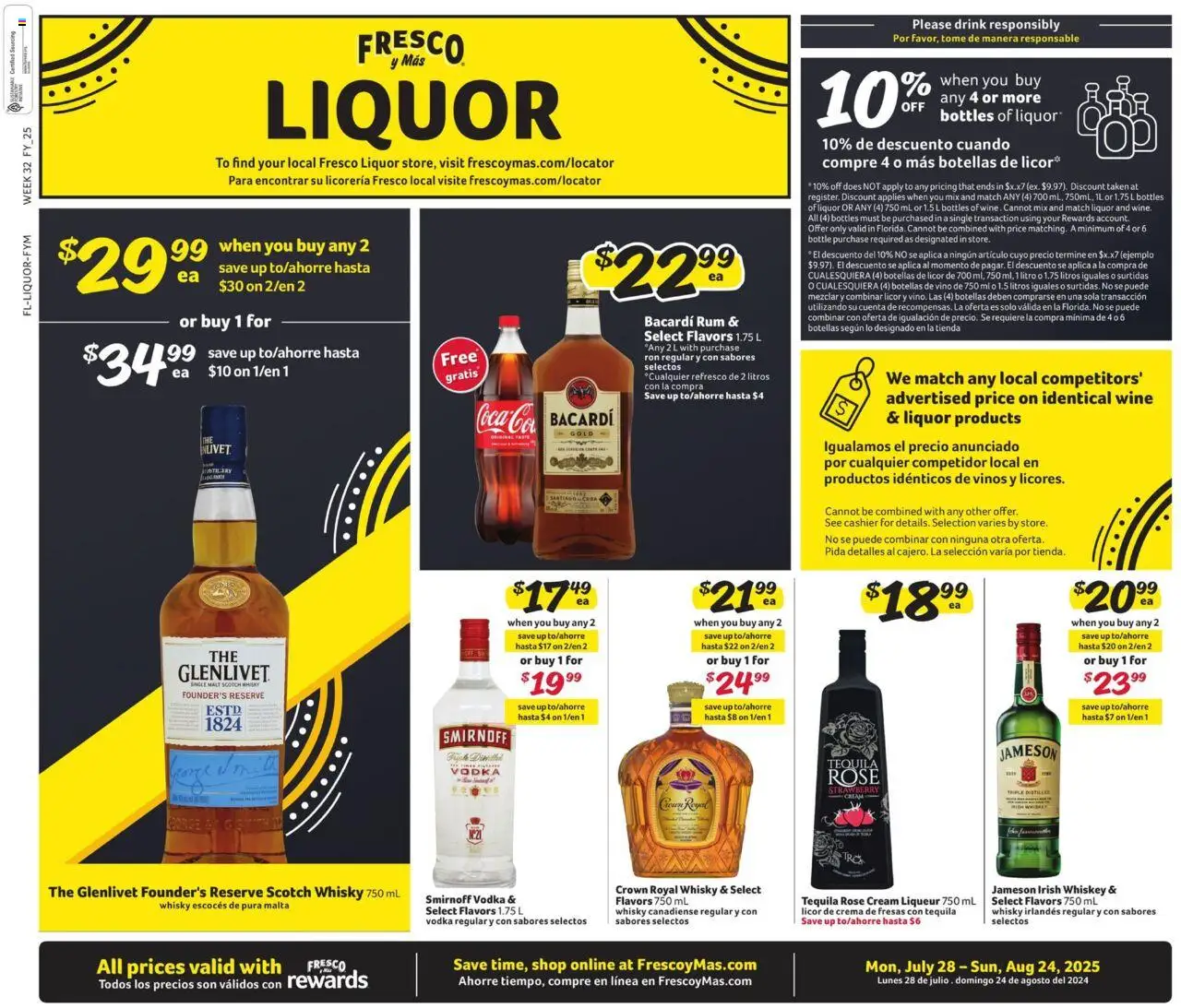 Fresco y Más Alcohol Flyer from 07/28/2025 - Flyer - Page number 1