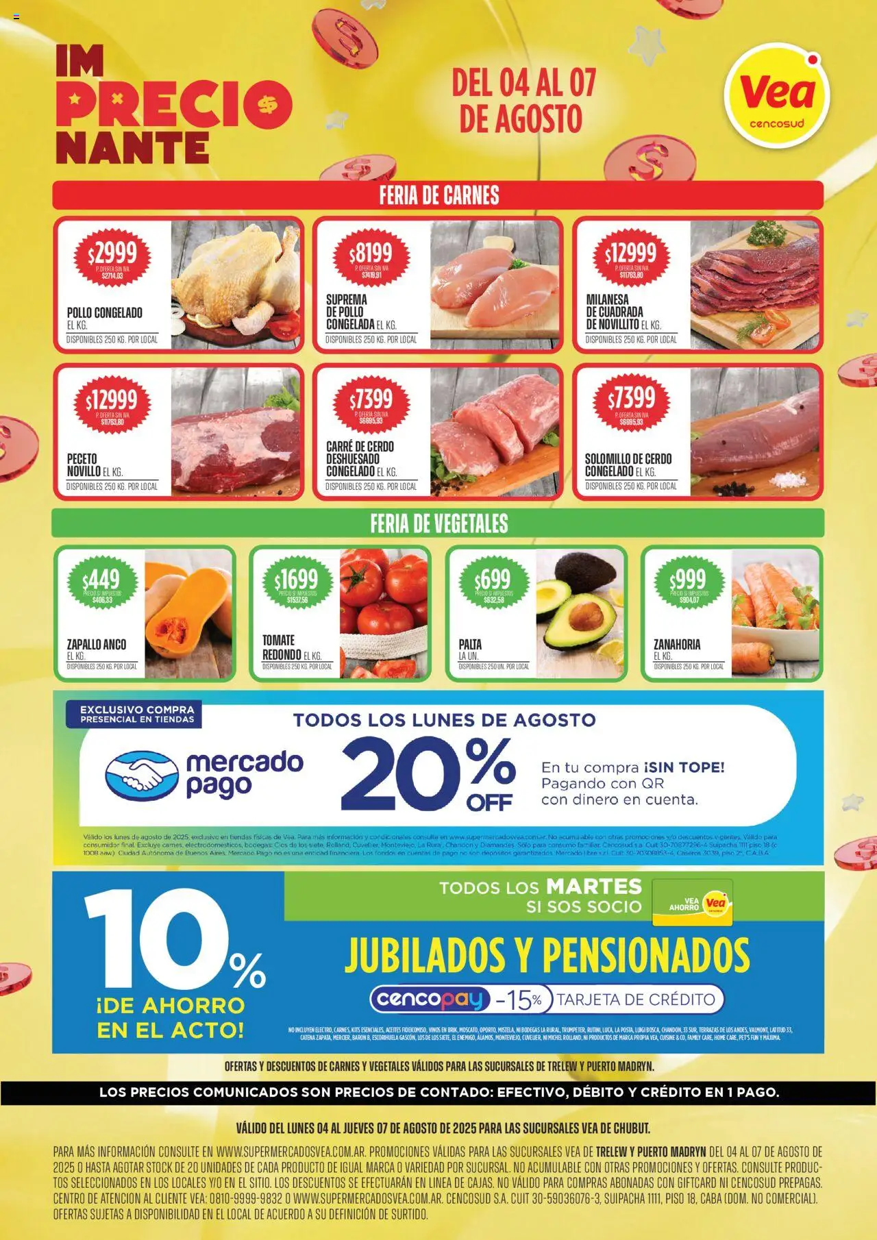 Vea Ofertas - Chubut del 04/08/2025 >> Catálogo - Milanesa, Pollo, Zapallo, Tomate, Palta, Cerdo, Zanahoria