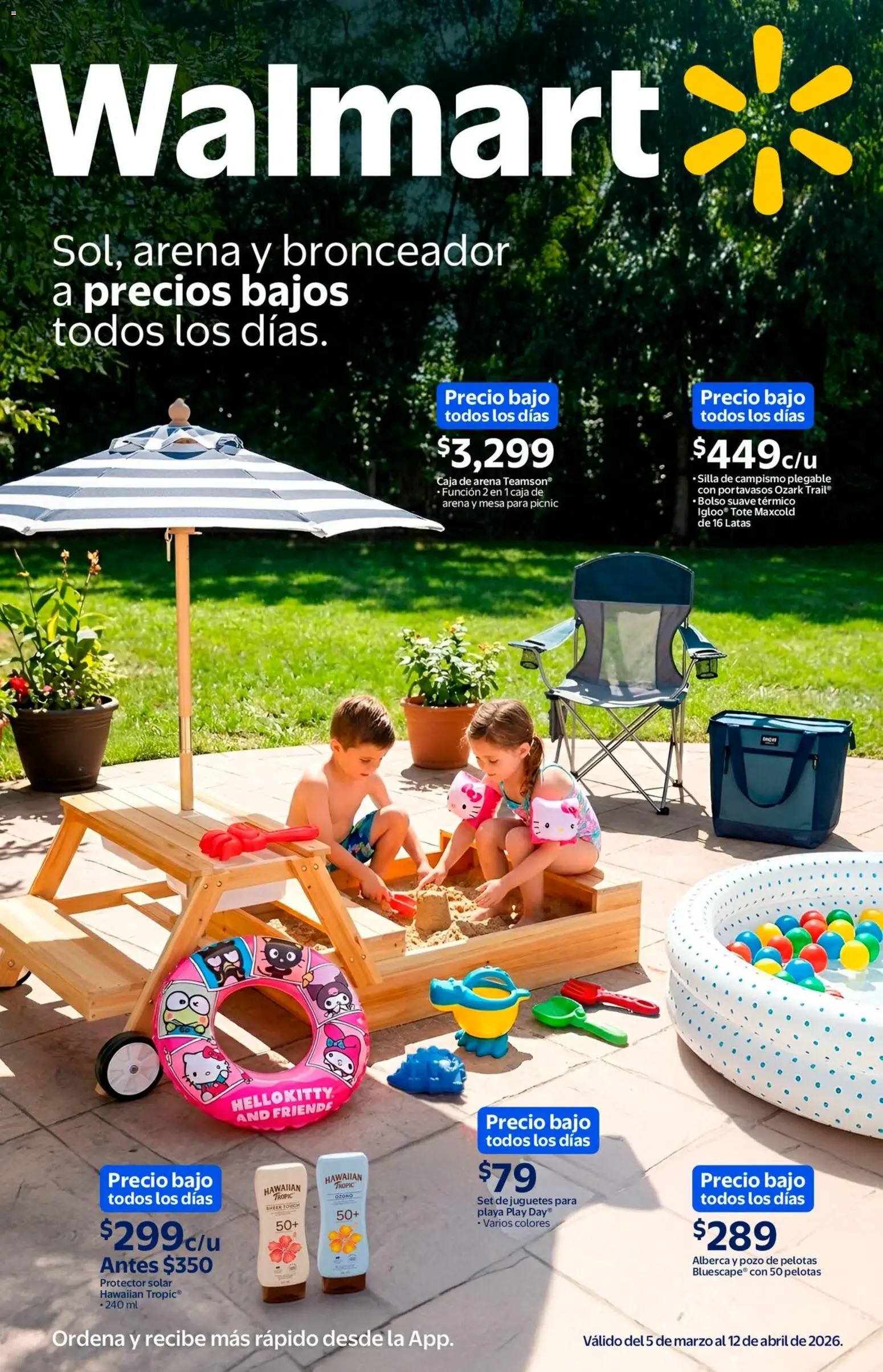 Vista previa las ofertas de la tienda Walmart - Walmart folleto Sol, arena y bronceador a precios bajos desde el 05/03/2026 