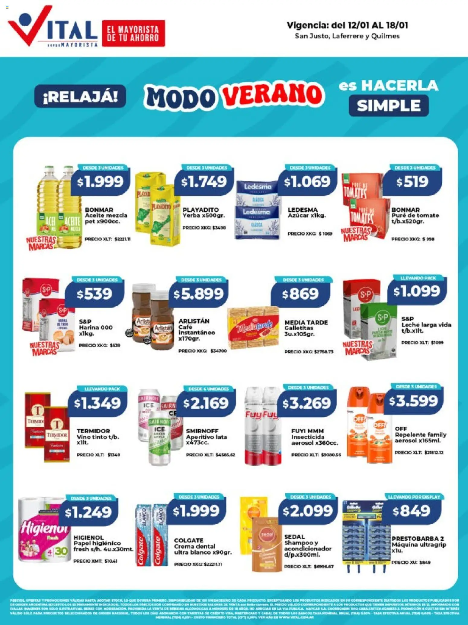 Vista previa del folleto de la tienda Vital válido desde el 12/01/2026 - Vino, Shampoo, Tomate, Azucar, Harina, Leche, Acondicionador, Puré
