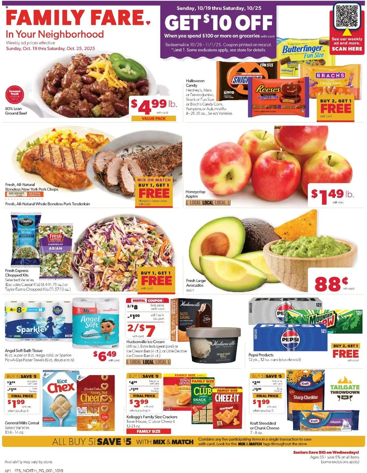 Family Fare Weekly Ad - MI from 10/19/2025 - Flyer - Page number 1 - Ice cream, Candy, Honey, Cheese, Cereal, Pepsi, Cream, Paper towels