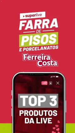 Pré-Visualização do folheto "Ofertas Farra de Pisos" da loja Ferreira Costa válido a partir de 30/07/2025
