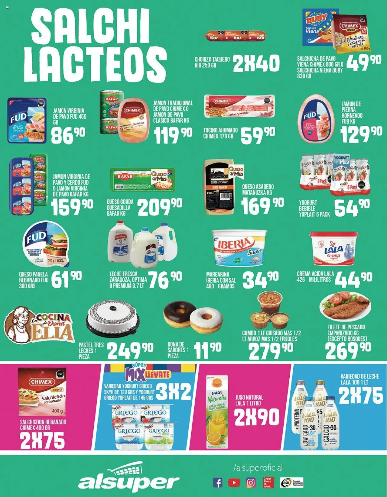 Folleto - Chihuahua Capital Alsuper y sus promociones válidas desde el 24/06/2025 - Número de página 3 - Jugo, Crema, Pavo, Sal, Jamón, Salchicha, Margarina, Donut