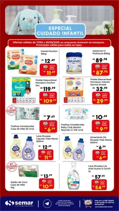 Pré-Visualização do folheto "Ofertas Especial Cuidado Infantil" da loja Semar Supermercado válido a partir de 17/09/2025