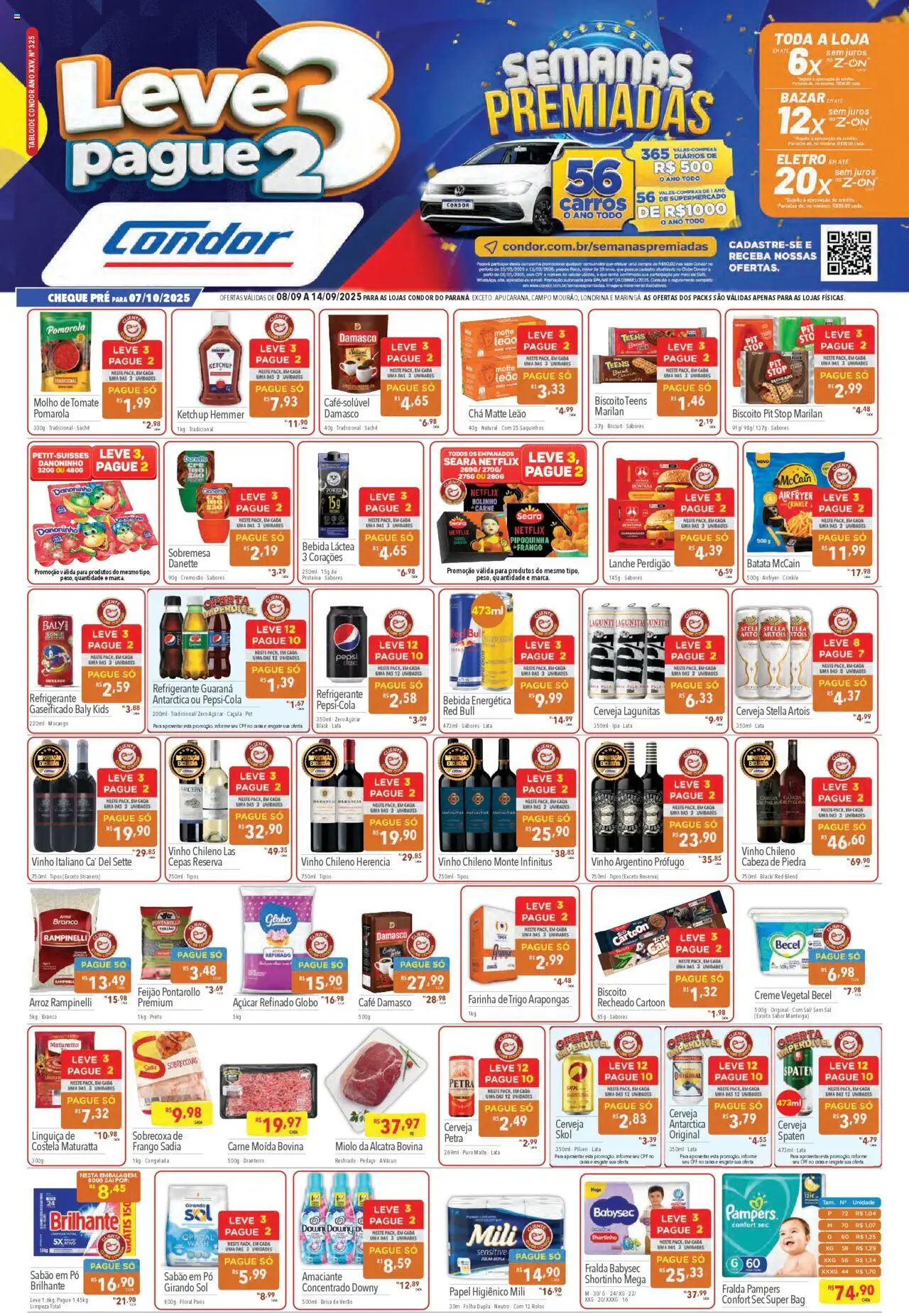 Supermercados Condor folheto "Ofertas Leve 3 Pague 2" válido a partir de 08/09/2025 - número de página 1