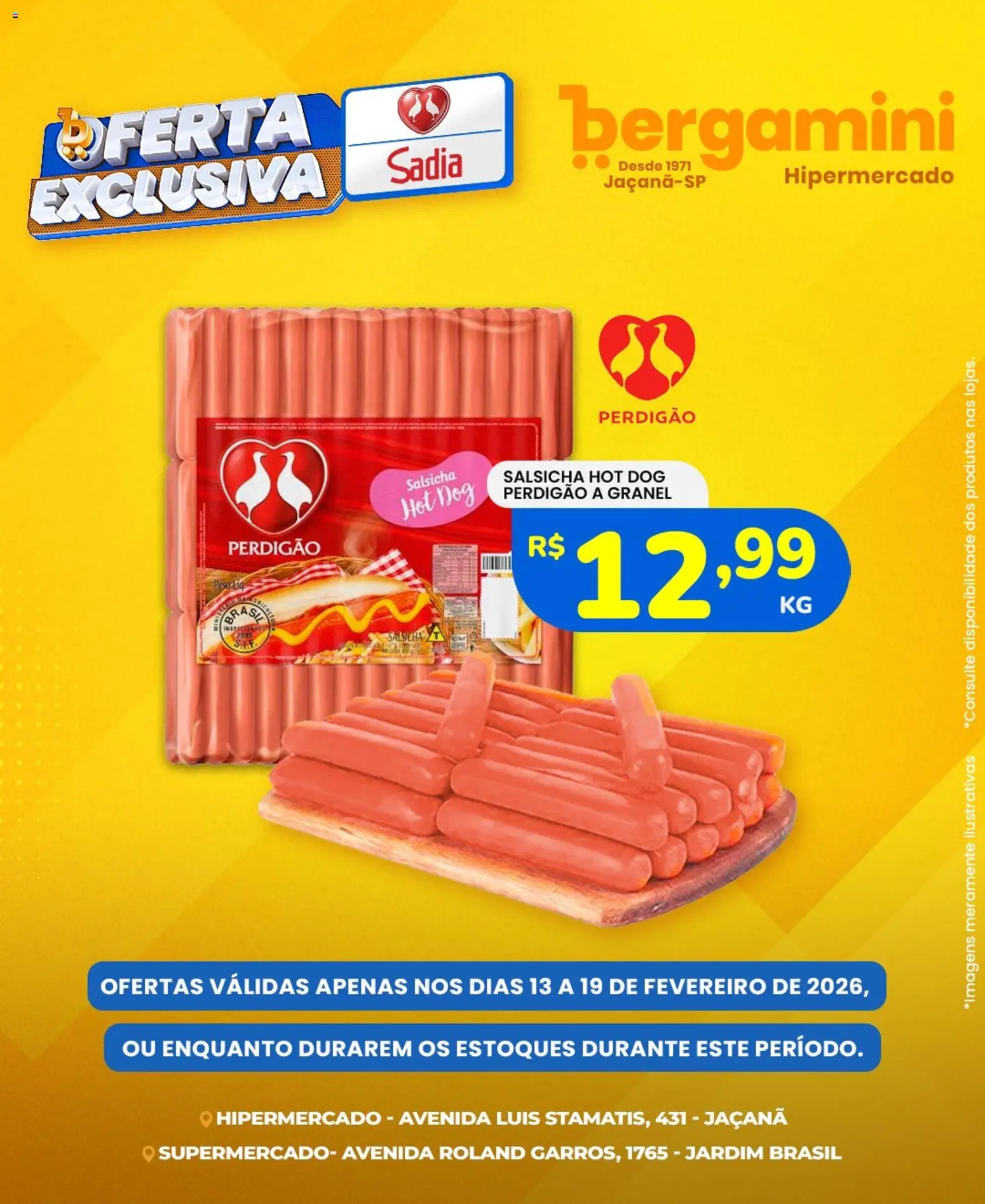 Pré-Visualização do folheto "Ofertas Sadia e Perdigão" da loja Supermercado Bergamini válido a partir de 13/02/2026