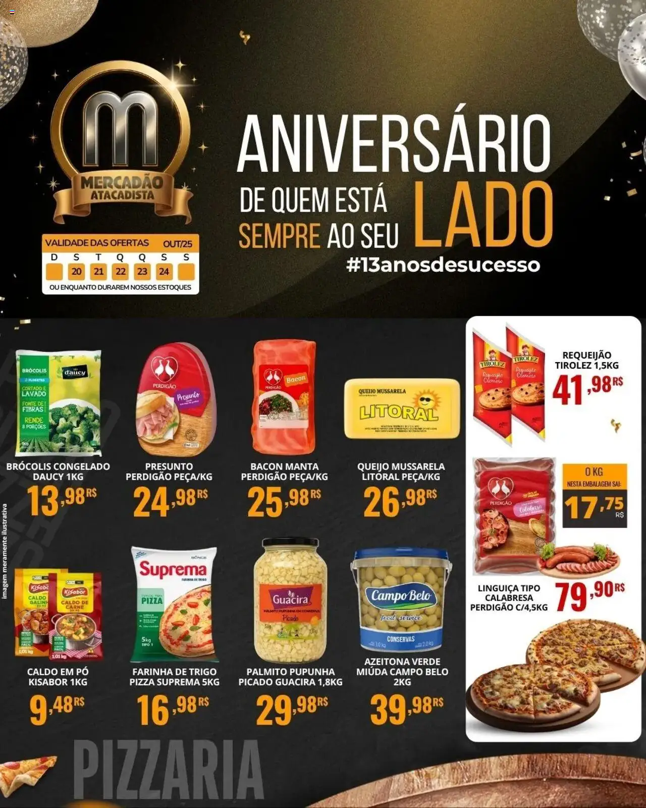 Mercadão Atacadista folheto "Ofertas da semana" válido a partir de 20/10/2025 - número de página 1 - Pizza, Queijo, Palmito, Bacon, Requeijão, Presunto, Caldo de carne, Conservas