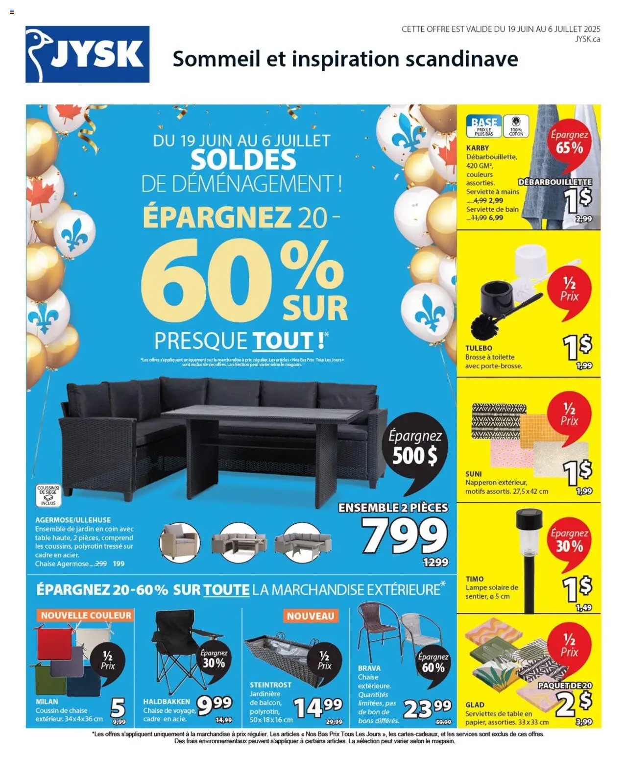 JYSK flyer valid from Jun 19, 2025 - page number 1 - Serviettes, Ensemble de jardin