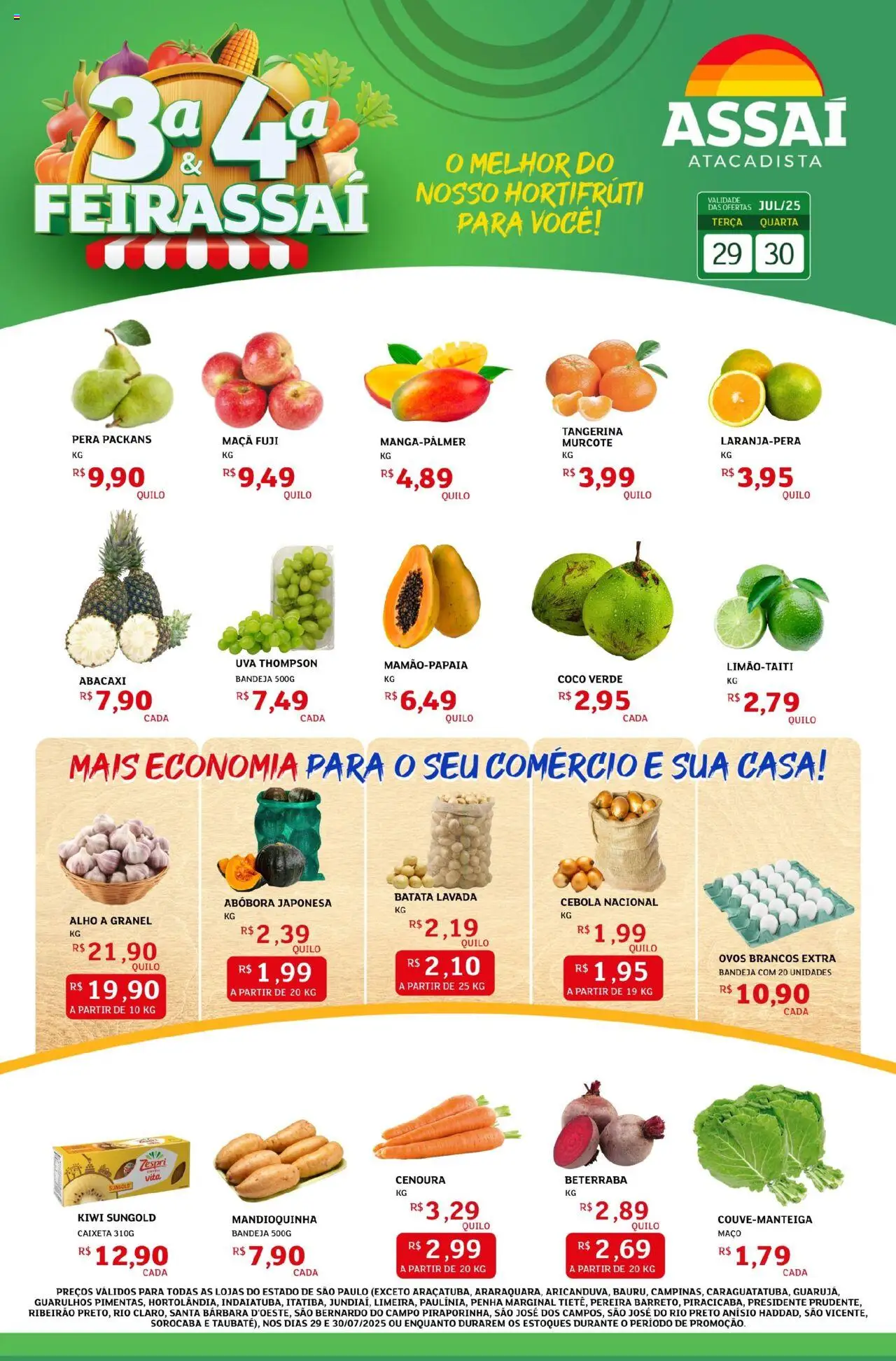 Assaí Atacadista folheto "Encarte - SP" válido a partir de 29/07/2025 - número de página 1 - Coco, Abóbora, Alho, Cebola, Mandioquinha, Uva, Ovos, Abacaxi