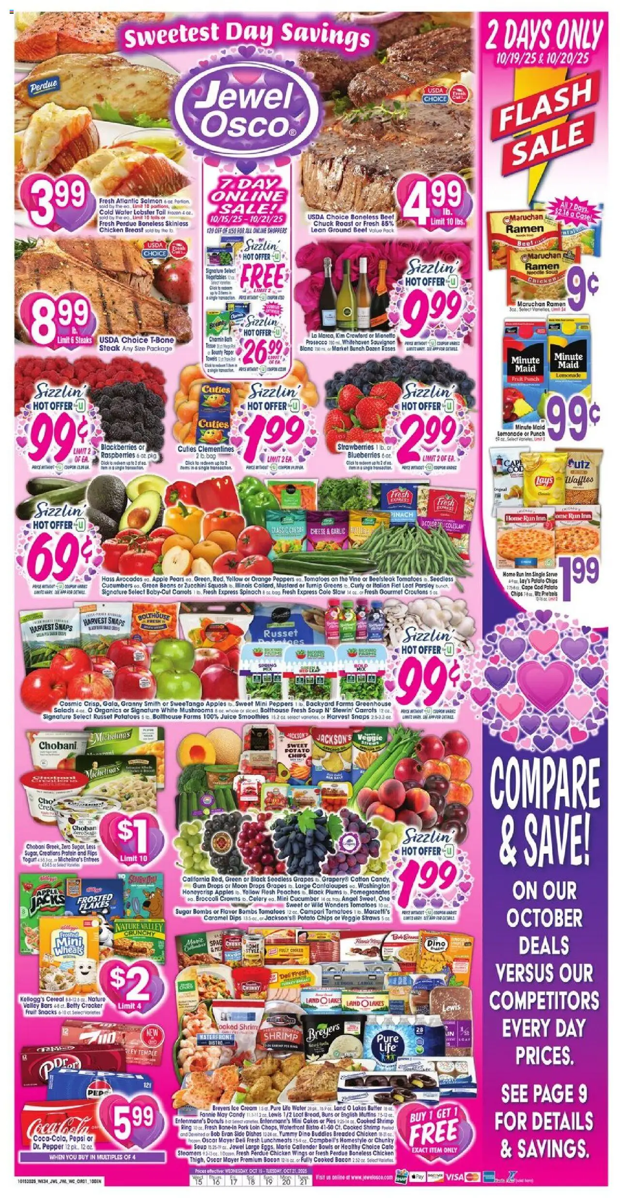 Jewel Osco Weekly Ad - IL from 10/15/2025 - Flyer - Page number 1 - Turkey, Steak, Snacks, Sugar, Beef, Bath, Mustard, Pork loin