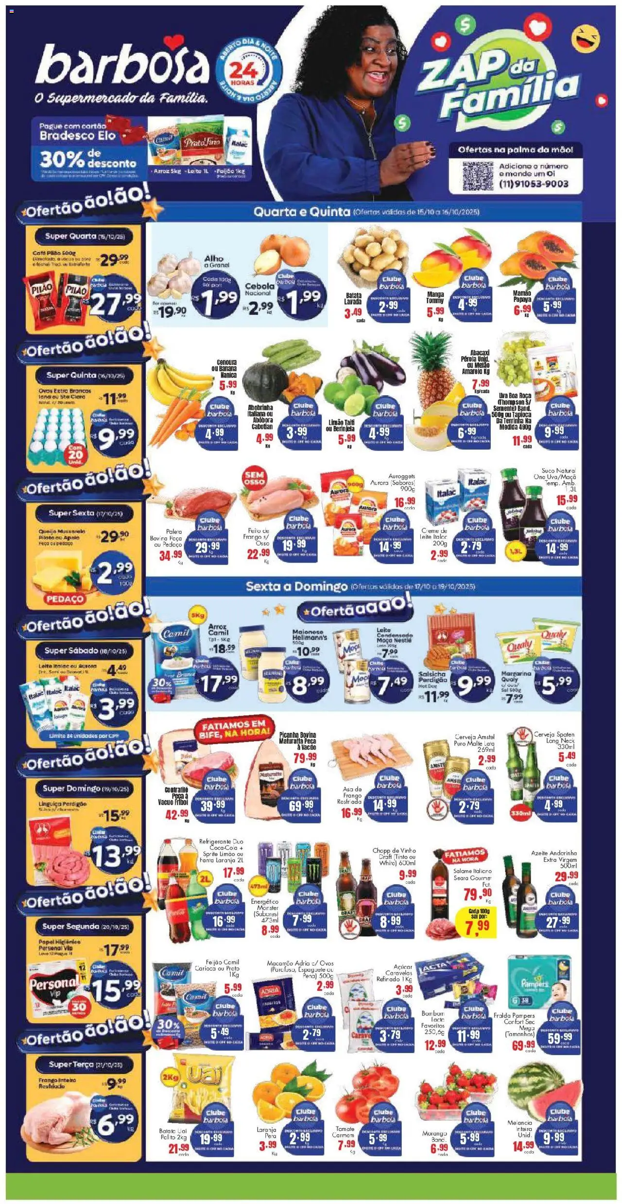 Barbosa Supermercados folheto "Ofertas Lojas P" válido a partir de 15/10/2025 - número de página 1