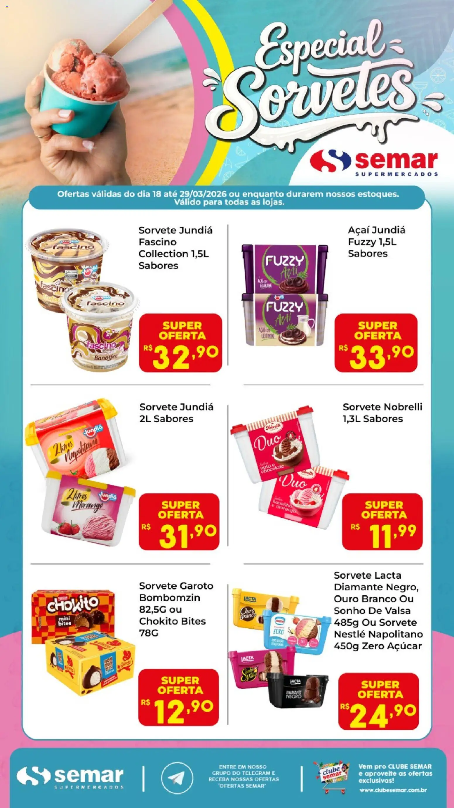Pré-Visualização do folheto "Semar Supermercado ofertas Sorvetes " da loja Semar Supermercado válido a partir de 18/03/2026