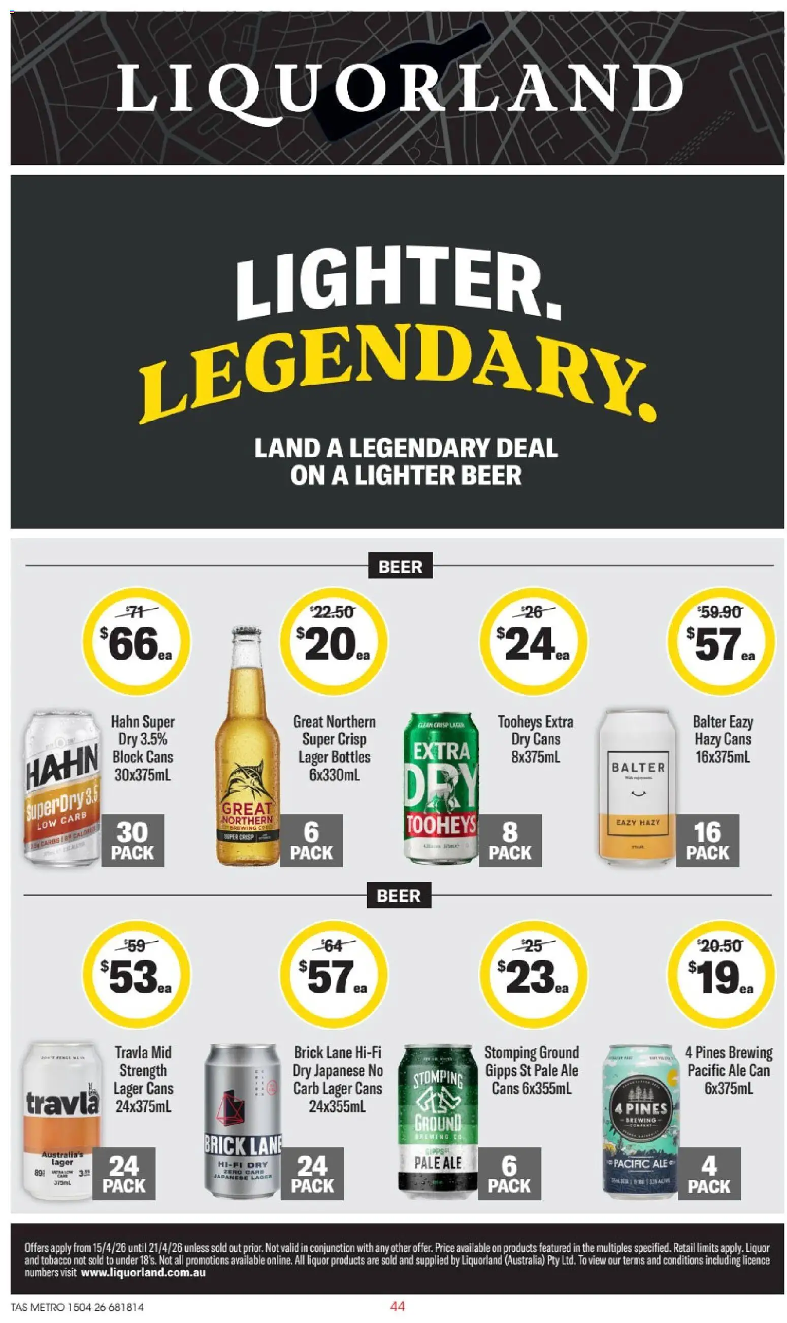 Preview of catalogue Liquorland catalogue TAS from shop Liquorland valid 15/04/2026 - Beer