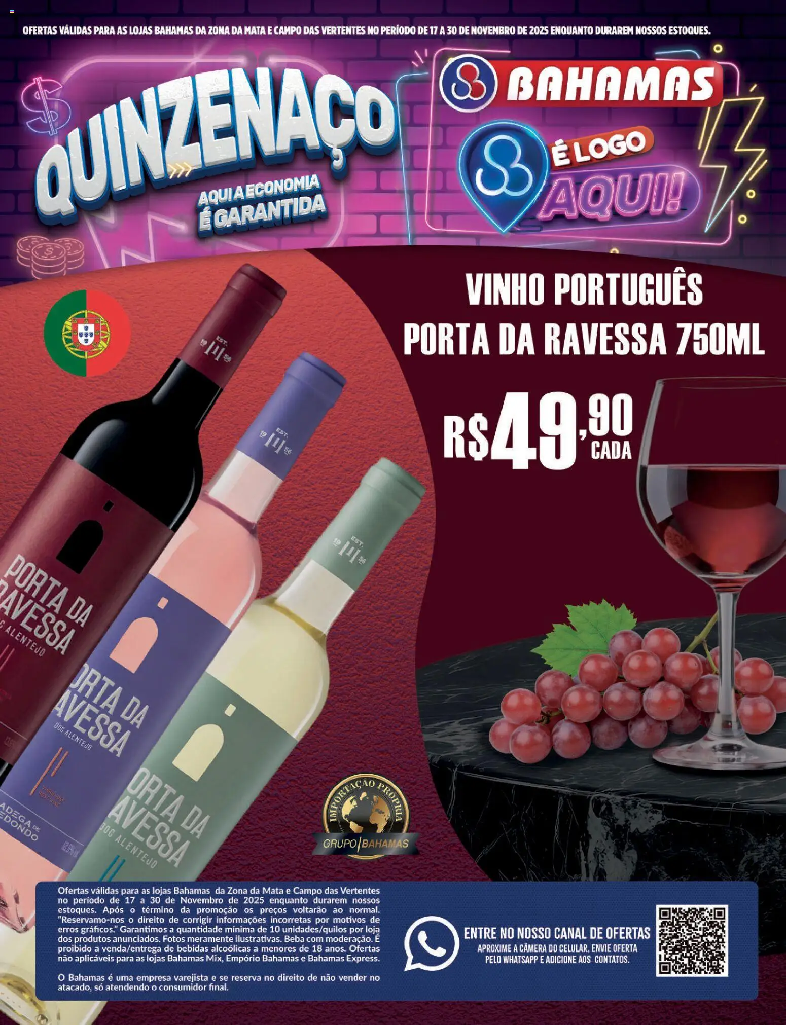 Pré-Visualização do folheto "Ofertas da Quinzena" da loja Bahamas Supermercados válido a partir de 17/11/2025