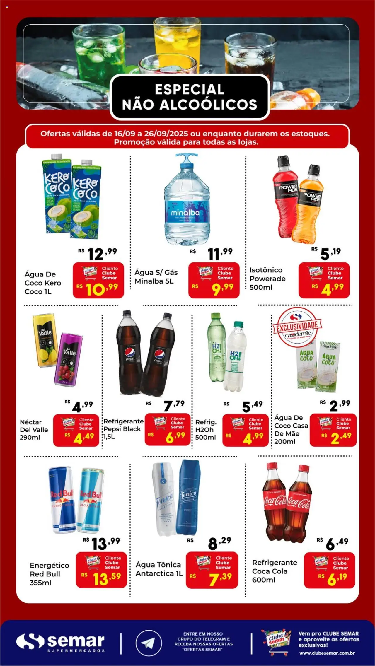 Semar Supermercado folheto "Ofertas Especial Bebidas Não Alcoólicas" válido a partir de 16/09/2025 - número de página 1