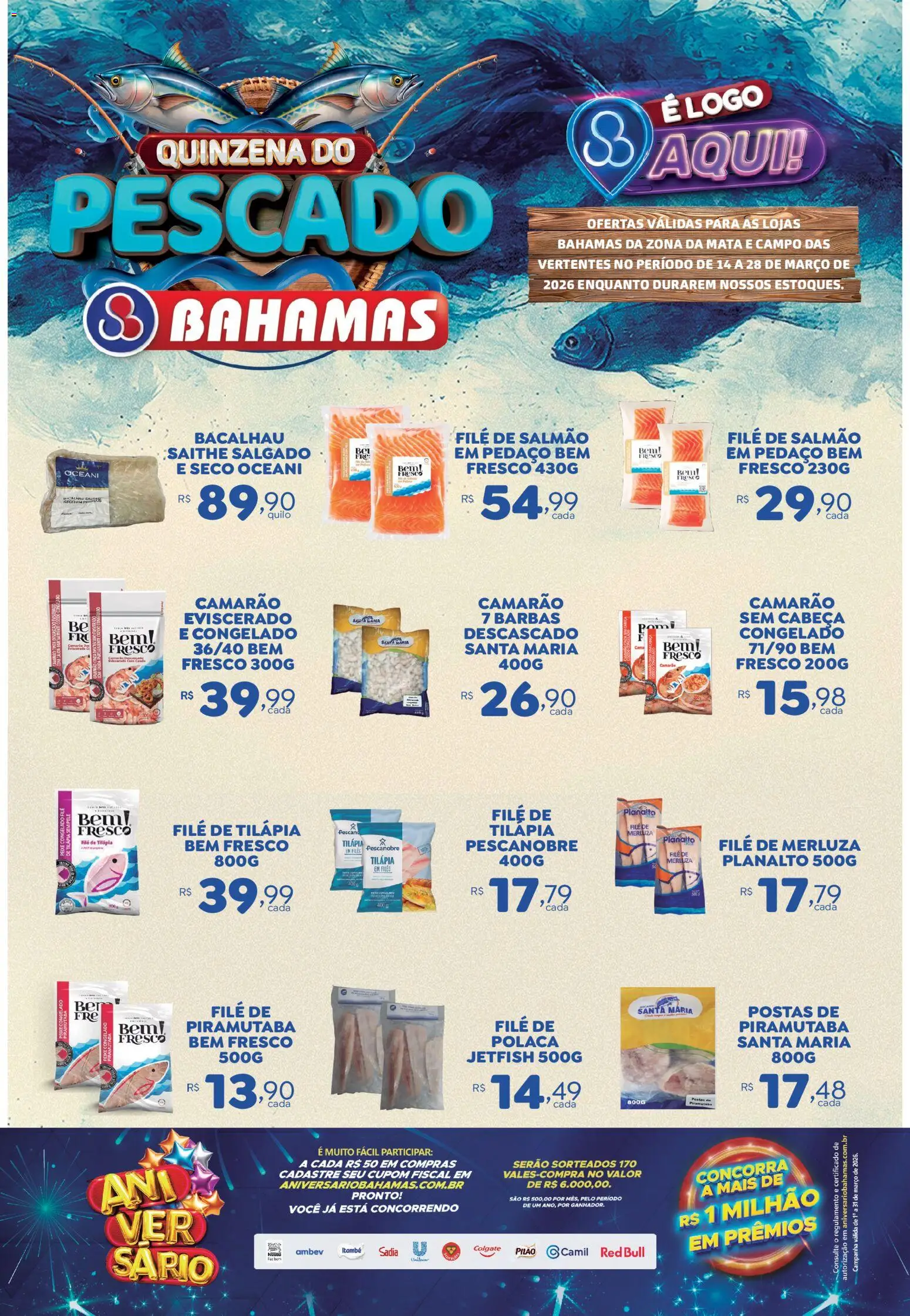 Pré-Visualização do folheto "Bahamas Supermercados ofertas Quinzena do Pescado" da loja Bahamas Supermercados válido a partir de 14/03/2026