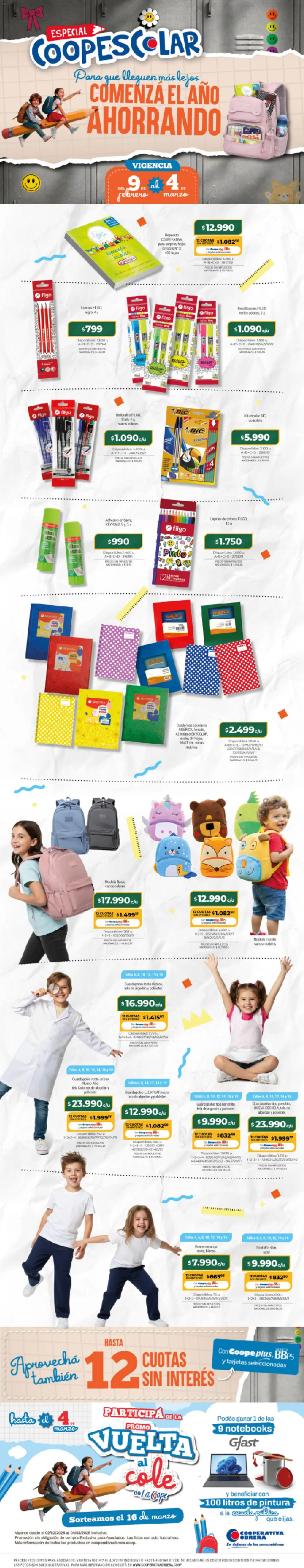 Vista previa del folleto de la tienda Cooperativa Obrera válido desde el 09/02/2026 - Pasta, Pintura, Algodón, Guardapolvo