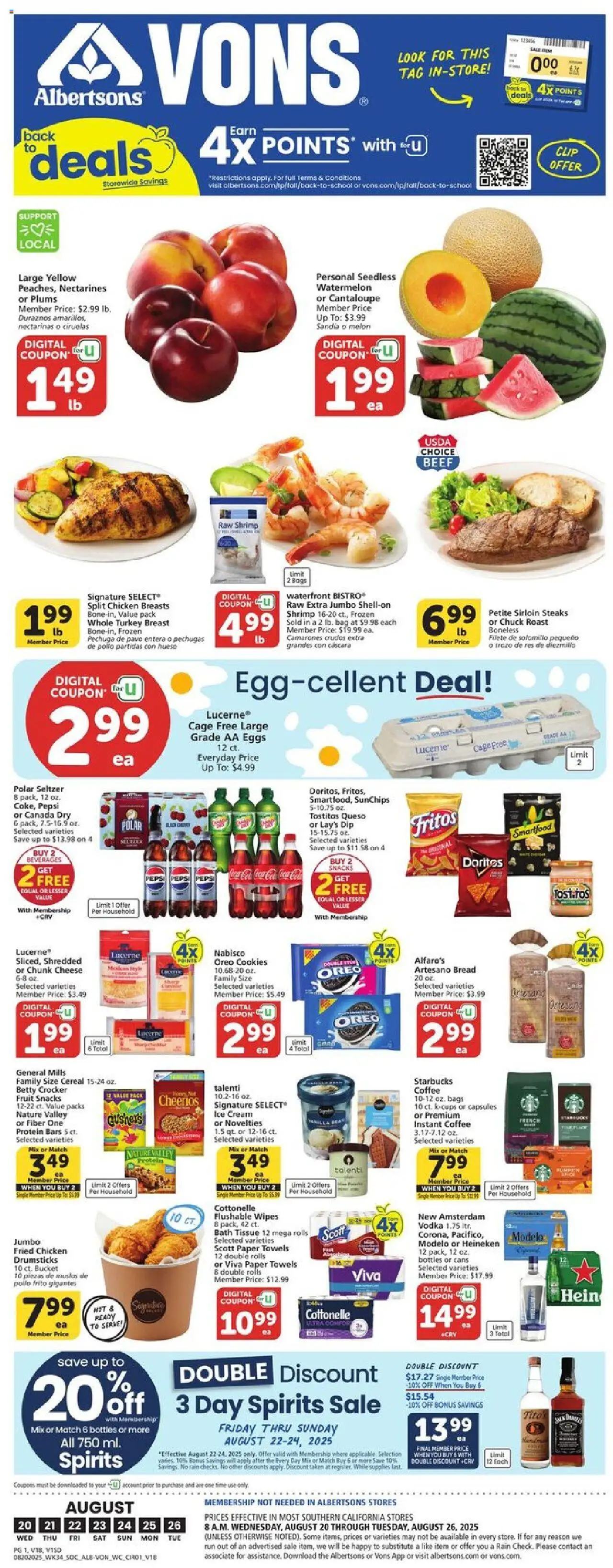 Vons Weekly Ad from 08/20/2025 - Flyer - Page number 1