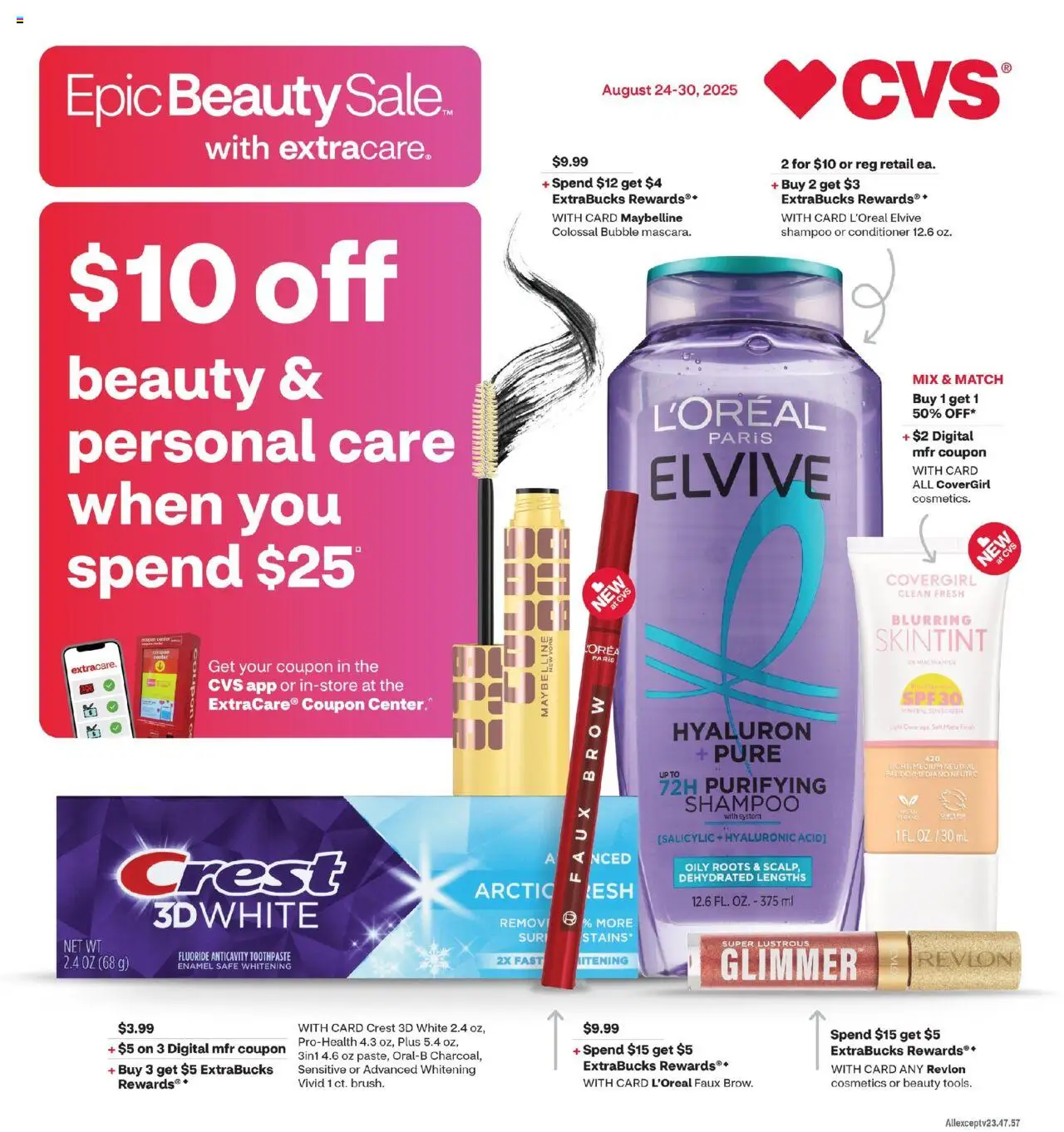 CVS Weekly Ad from 08/24/2025 - Flyer, Circular this week - Page number 1 - Safe, Shampoo, Sunscreen, Toothpaste, Conditioner
