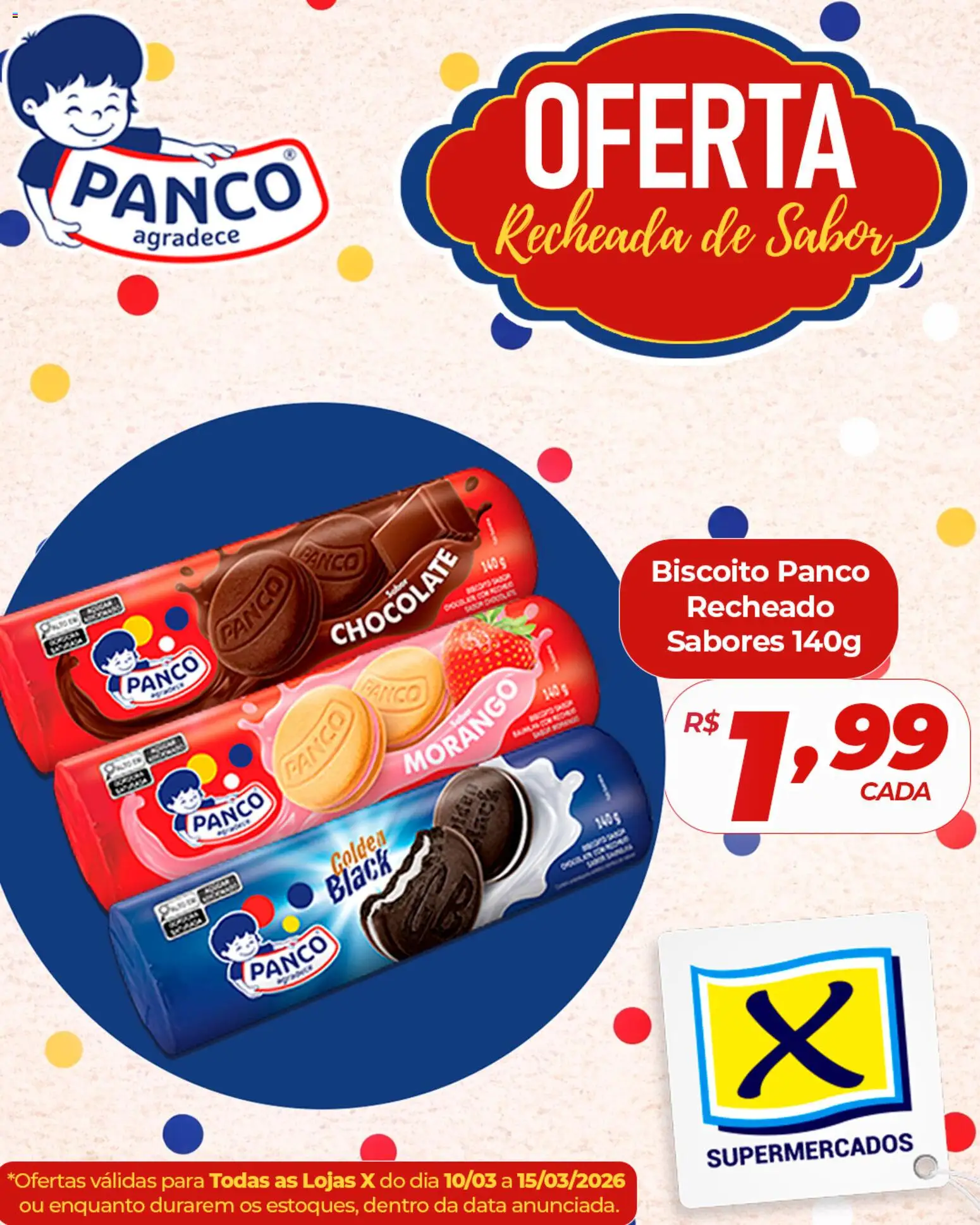 Pré-Visualização do folheto "X Supermercados ofertas Biscoitos Panco" da loja X Supermercados válido a partir de 10/03/2026