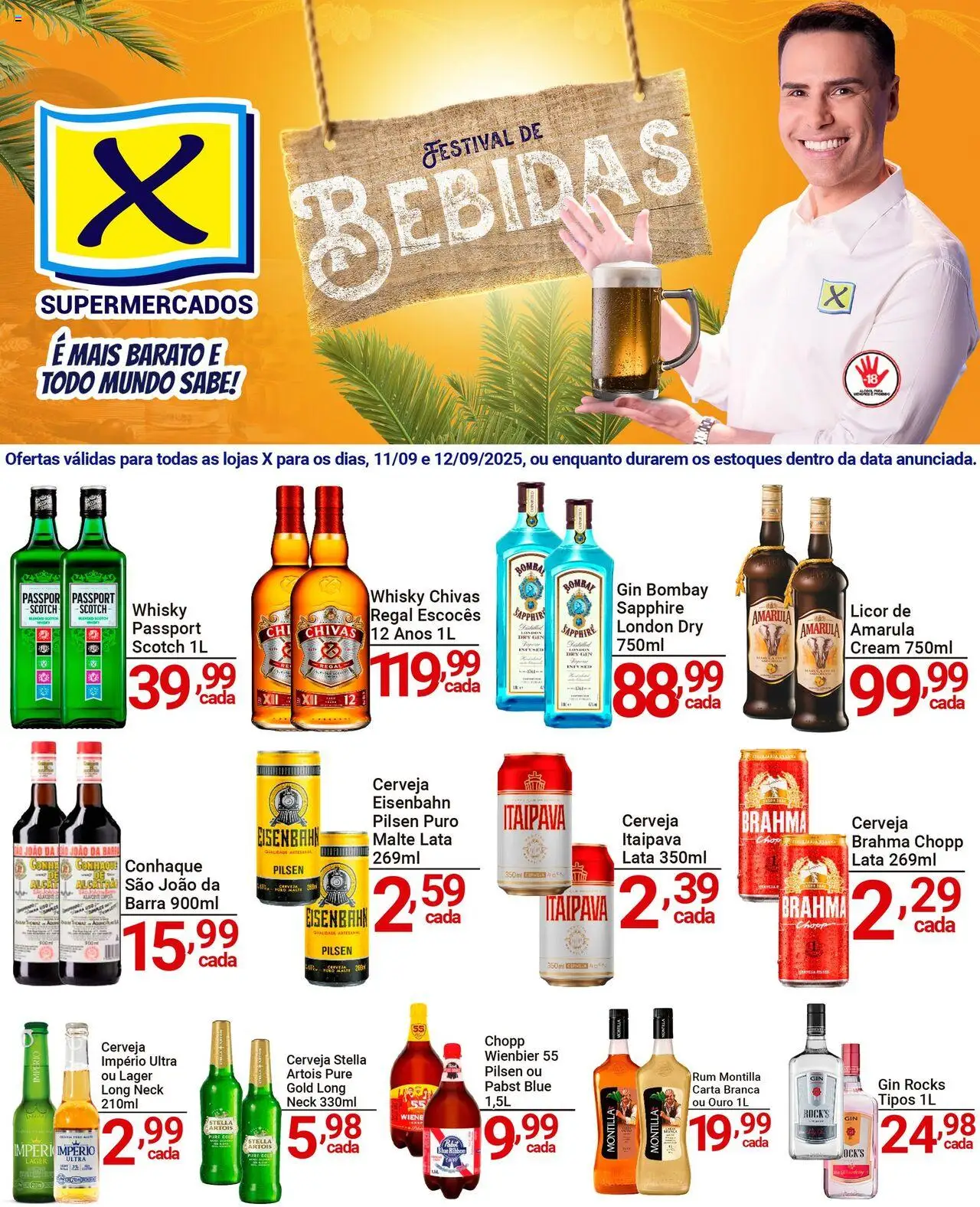 X Supermercados folheto "Ofertas Festival de Bebidas" válido a partir de 11/09/2025 - número de página 1