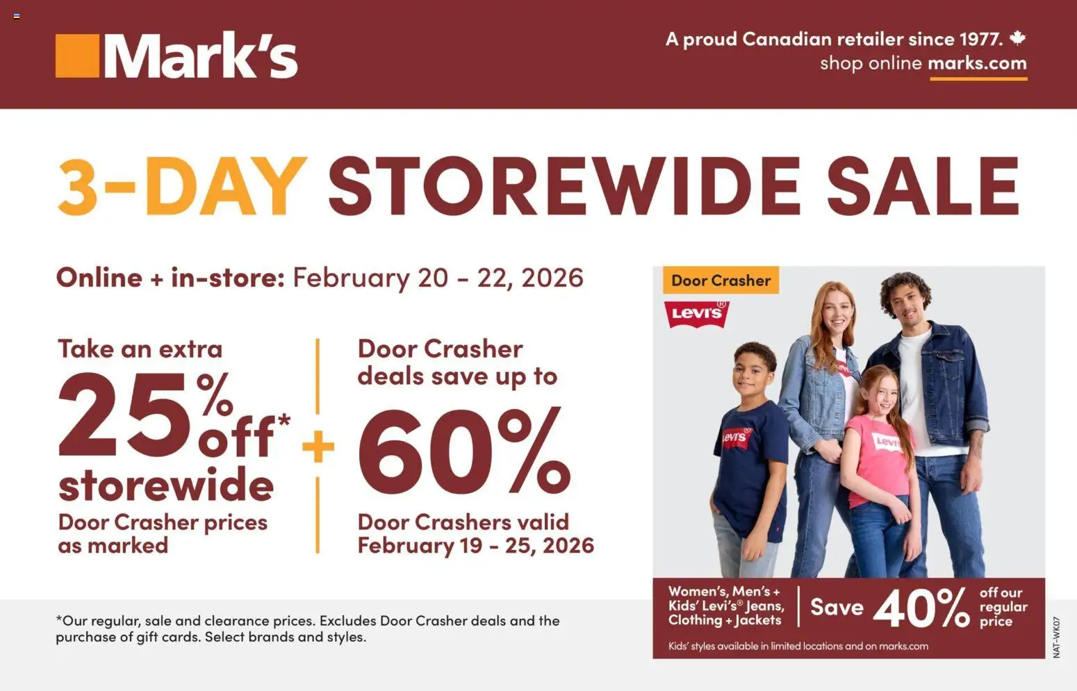 Preview of leaflet Weekly flyer / circulaire from shop Mark's is valid from Feb 19, 2026 - Door