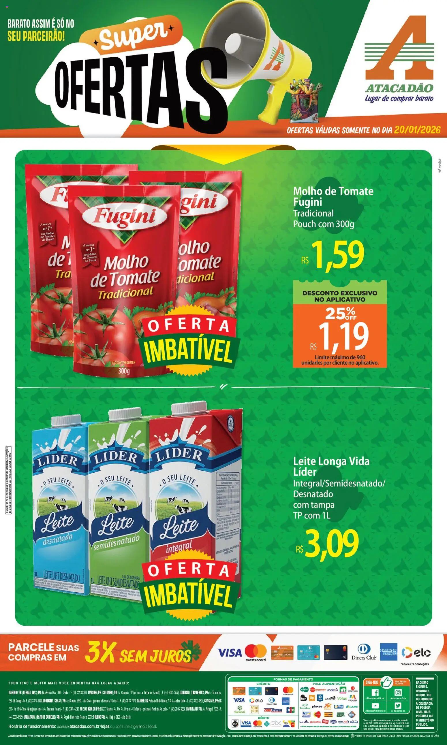 Pré-Visualização do folheto "Ofertas - PR" da loja Atacadão válido a partir de 20/01/2026