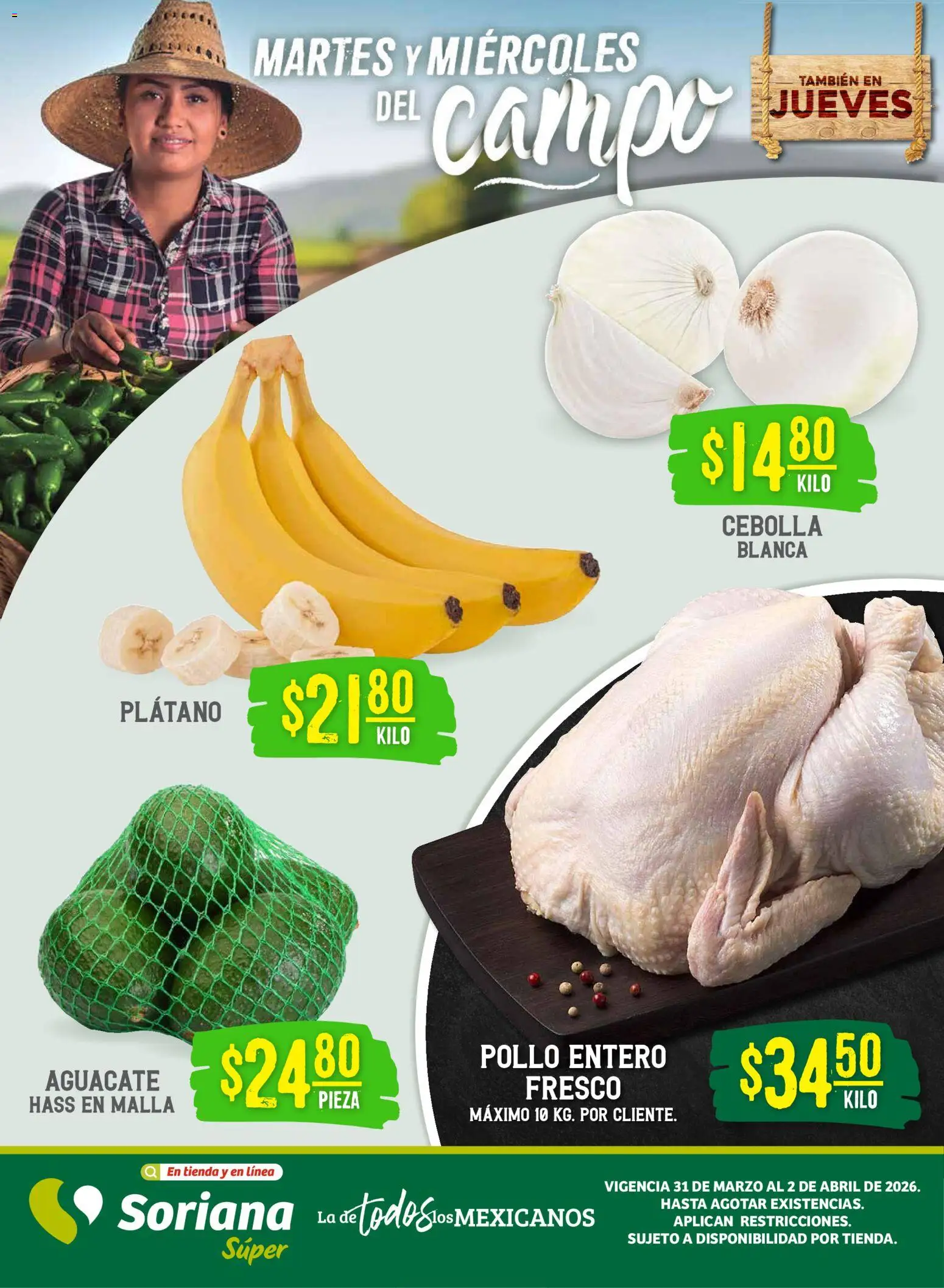 Vista previa las ofertas de la tienda Soriana - Soriana Martes y Miércoles del Campo Súper: Tijuana, Mexicali, Ensenada, San Luis Río Colorado y Tecate desde el 31/03/2026 