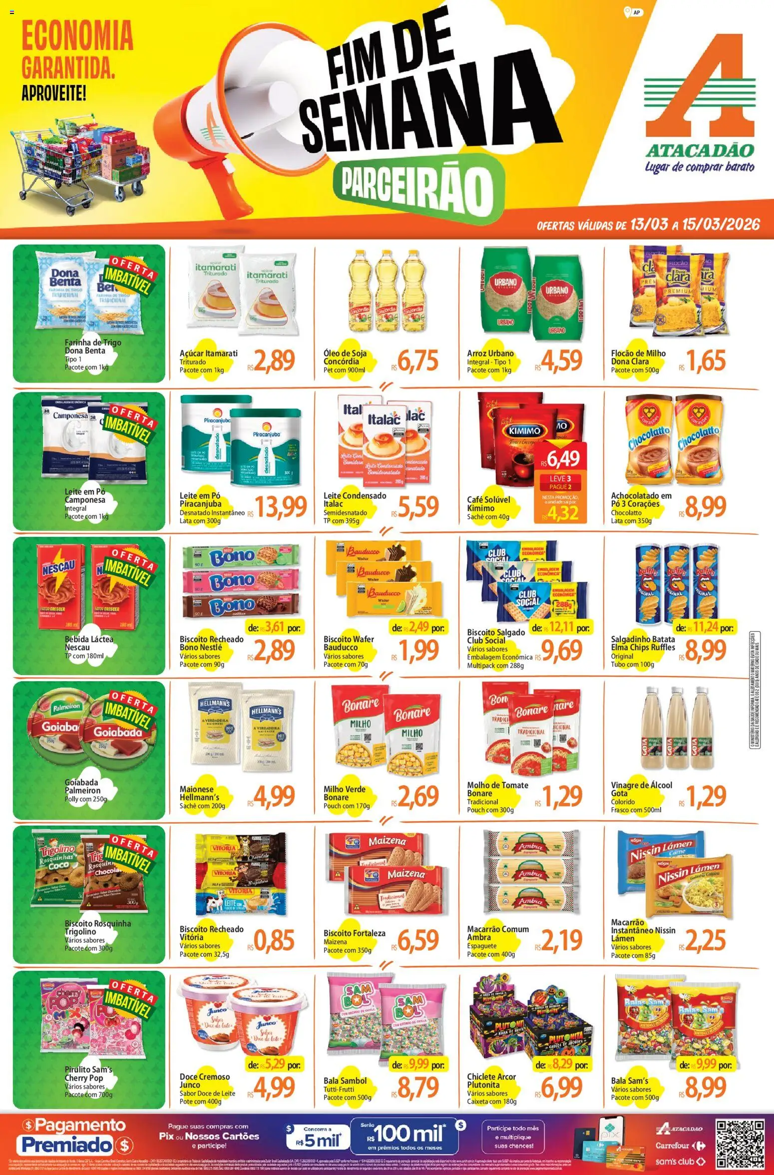 Pré-Visualização do folheto "Atacadão ofertas - AP" da loja Atacadão válido a partir de 13/03/2026 - Café, Macarrão, Doce de leite, Biscoito, Carne, Milho, Espaguete, Biscoito recheado