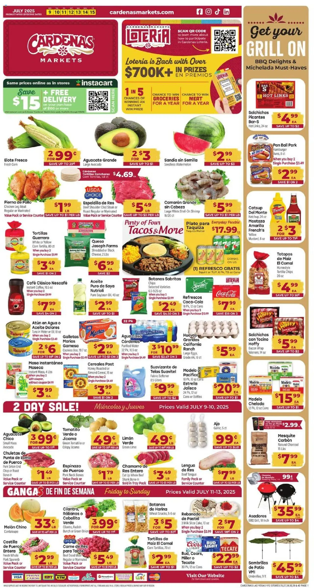 Cardenas Weekly Ad - NV from 07/09/2025 - Flyer - Page number 1 - Corn, Pan, Meat, Chips, Tortilla chips, Tortillas, Lime, Melon
