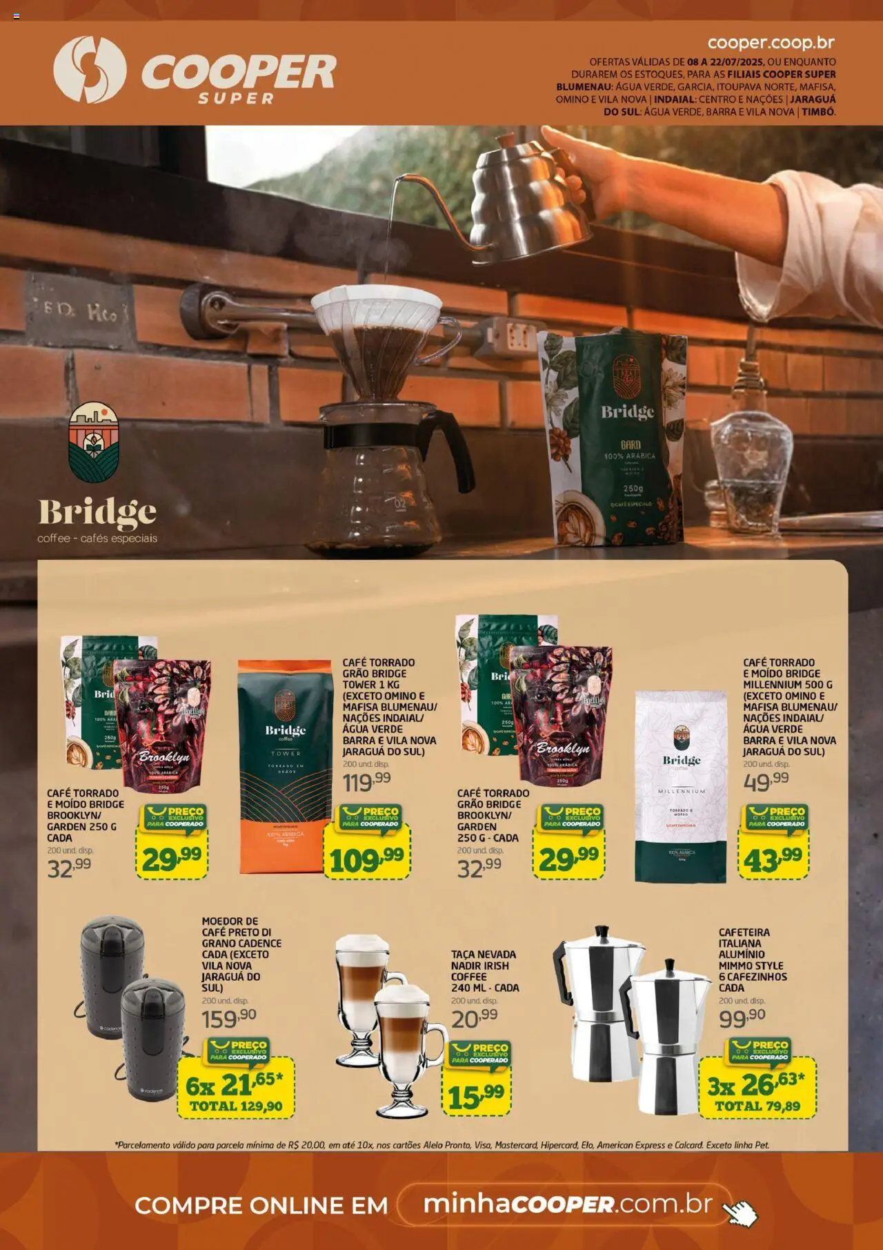 Cooper folheto "Ofertas Especial Café Bridge" válido a partir de 08/07/2025 - número de página 1 - Moedor, Cafeteira, Moedor de café, Café, Água