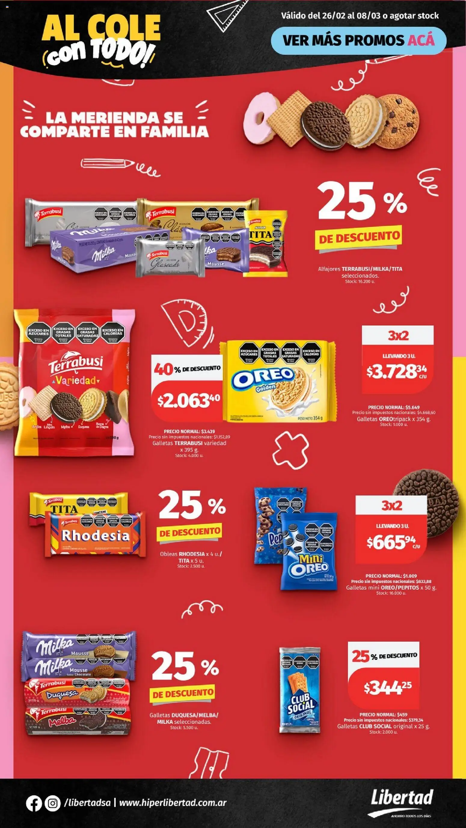 Vista previa del folleto de la tienda Hipermercado Libertad válido desde el 26/02/2026 - Chocolate, Peso, Oreo, Galletas, Mousse, Glaseado