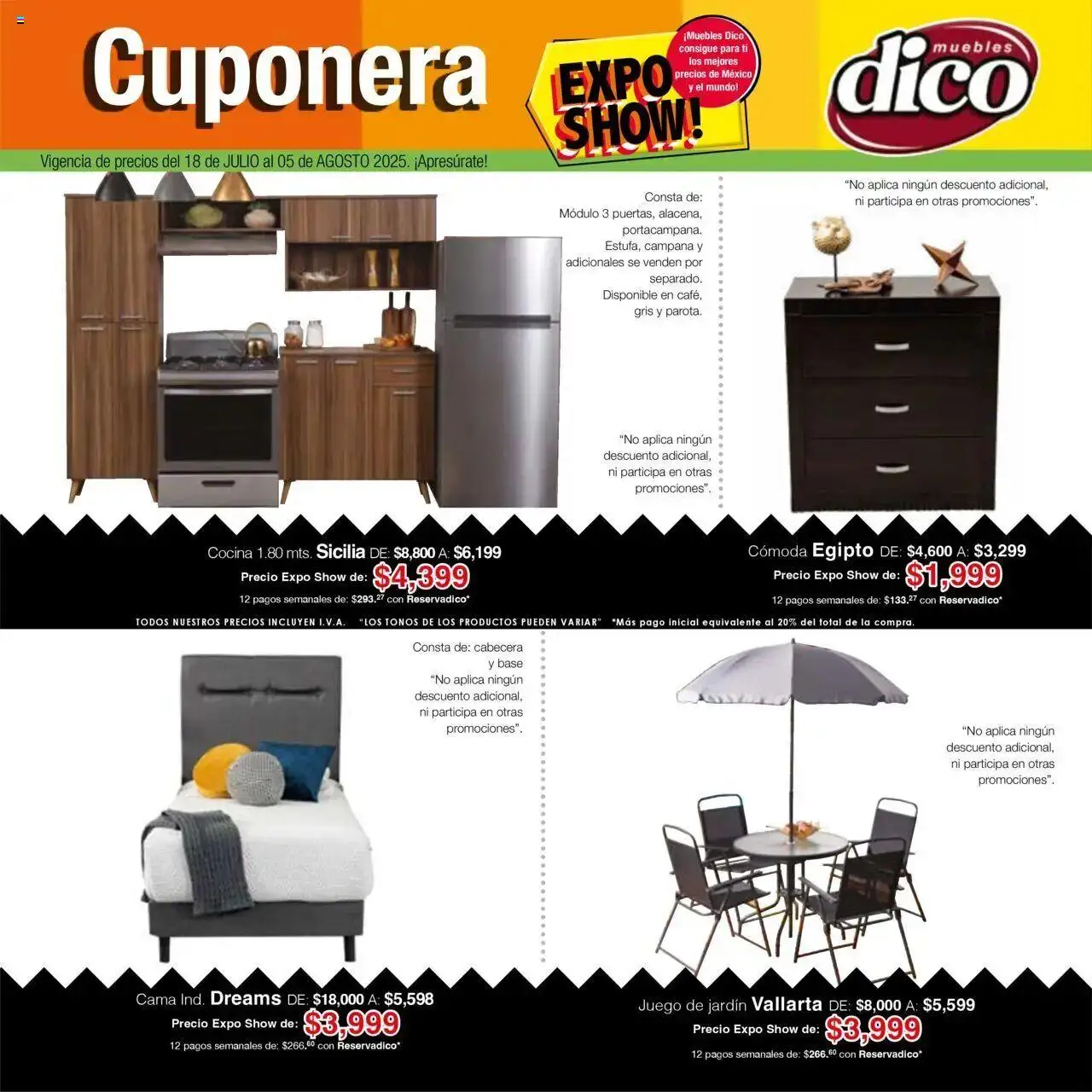 Cuponera Expo Show Julio Muebles Dico y sus promociones válidas desde el 18/07/2025 - Número de página 1