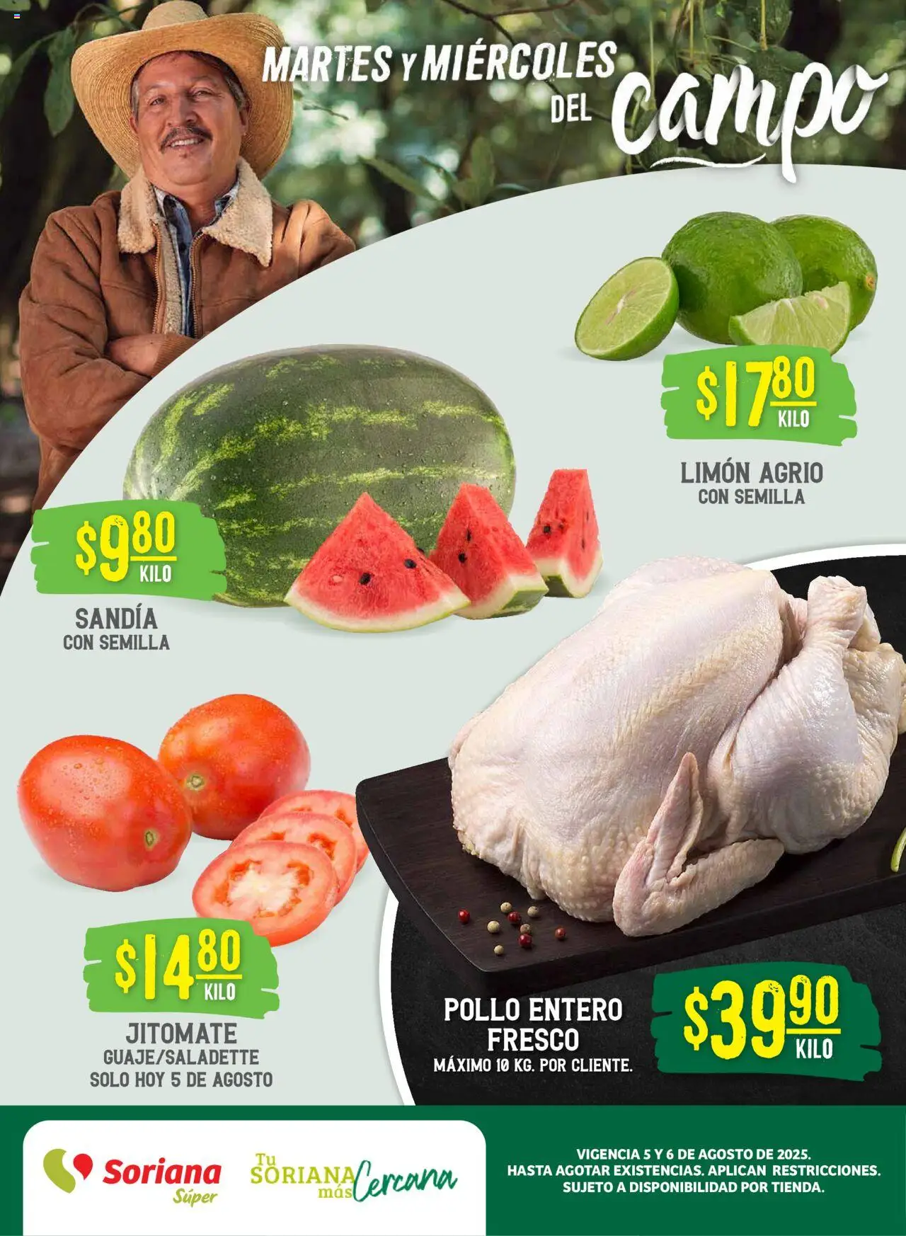 Martes y Miércoles del Campo Súper Nacional Soriana y sus promociones válidas desde el 05/08/2025 - Número de página 1