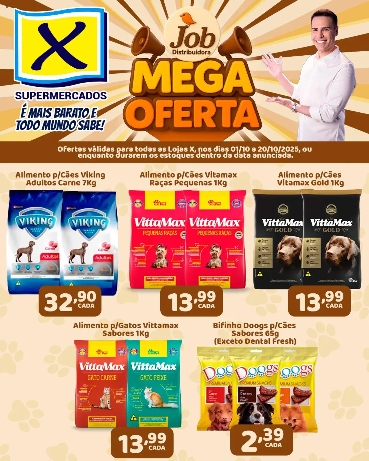 X Supermercados folheto "Ofertas Especial Pet" válido a partir de 01/10/2025 - número de página 1 - Peixe, Carne