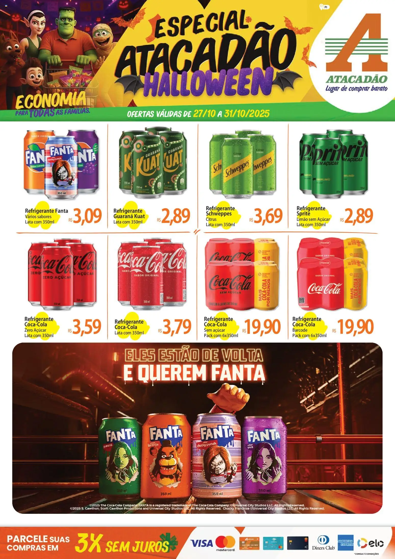 Atacadão folheto "Ofertas - PI" válido a partir de 27/10/2025 - número de página 1 - Açúcar, Refrigerante, Guaraná, Fanta