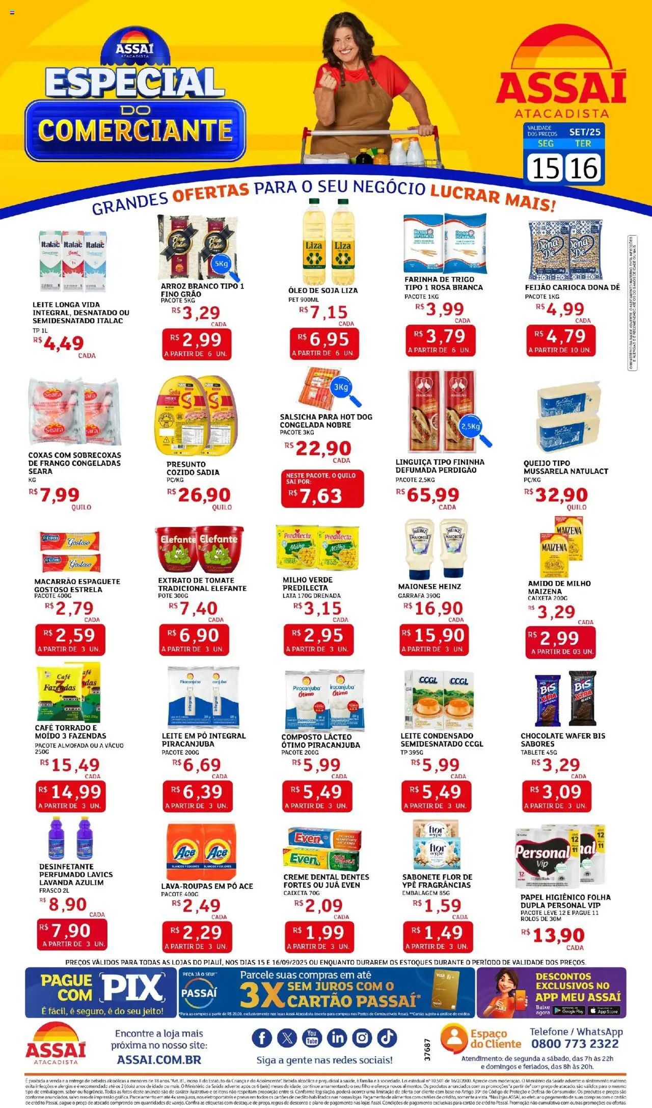 Assaí Atacadista folheto "Encarte - PI" válido a partir de 15/09/2025 - número de página 1 - Café, Arroz, Leite, Sabonete, Mussarela, Almofada, Alimentos, Milho verde