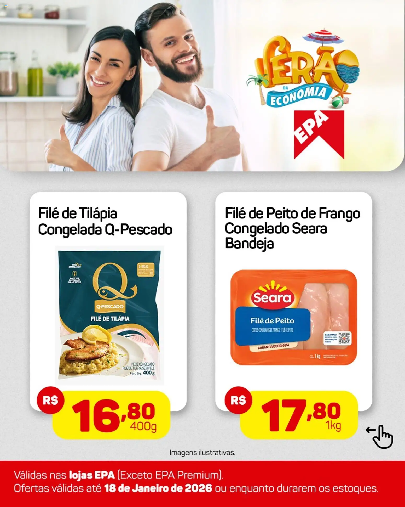 Pré-Visualização do folheto "Ofertas da semana" da loja EPA válido a partir de 12/01/2026 - Peixe, Frango, Peito de frango, Bandeja, Filé de tilápia, Tilápia