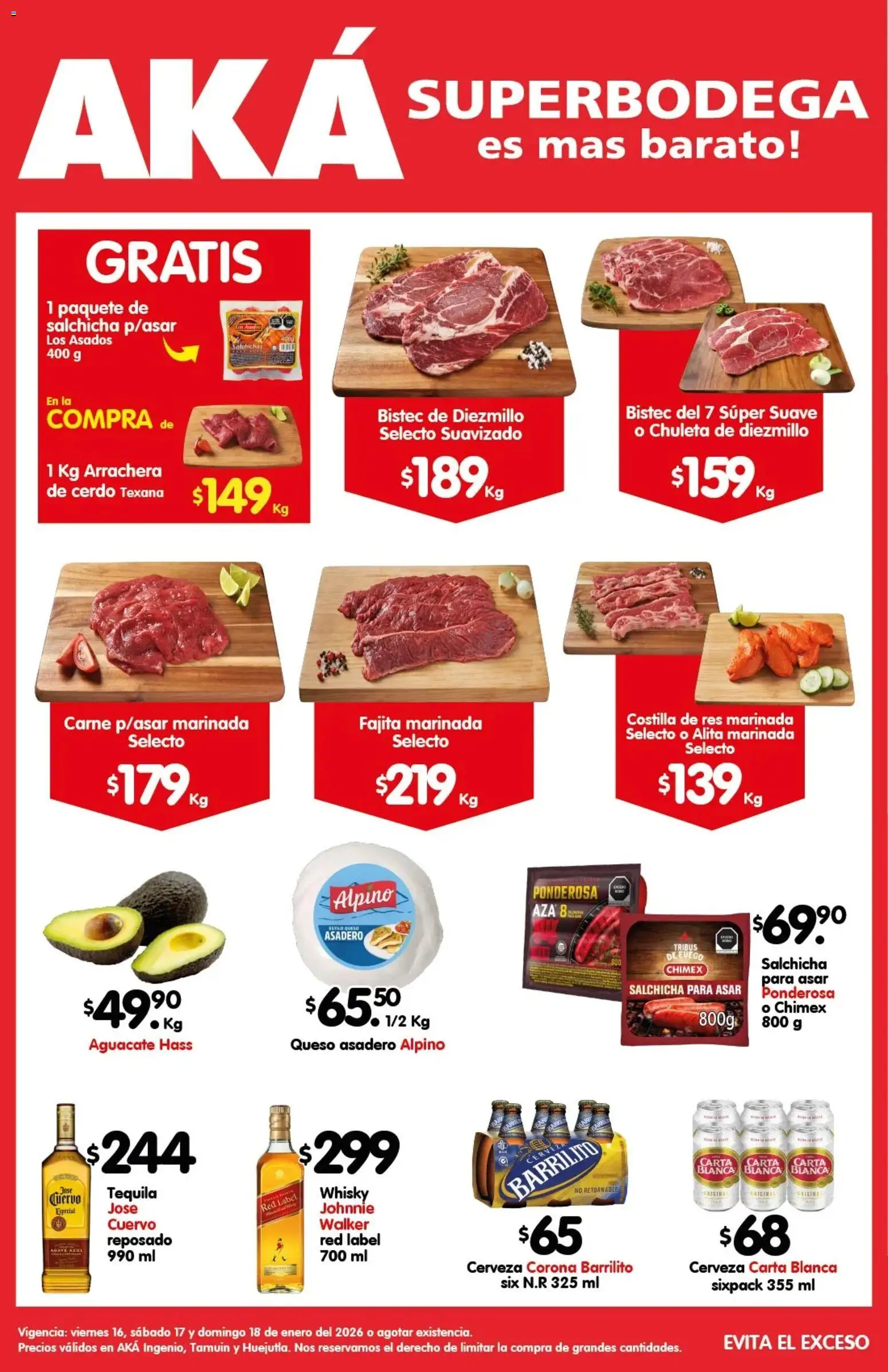 Vista previa las ofertas de la tienda Arteli - Folleto Carnita Asada Aká Superbodegas Foraneas desde el 16/01/2026 - Cerveza, Queso, Cerveza Corona, Bistec, Salchicha, Res, Chuleta, Salchichas