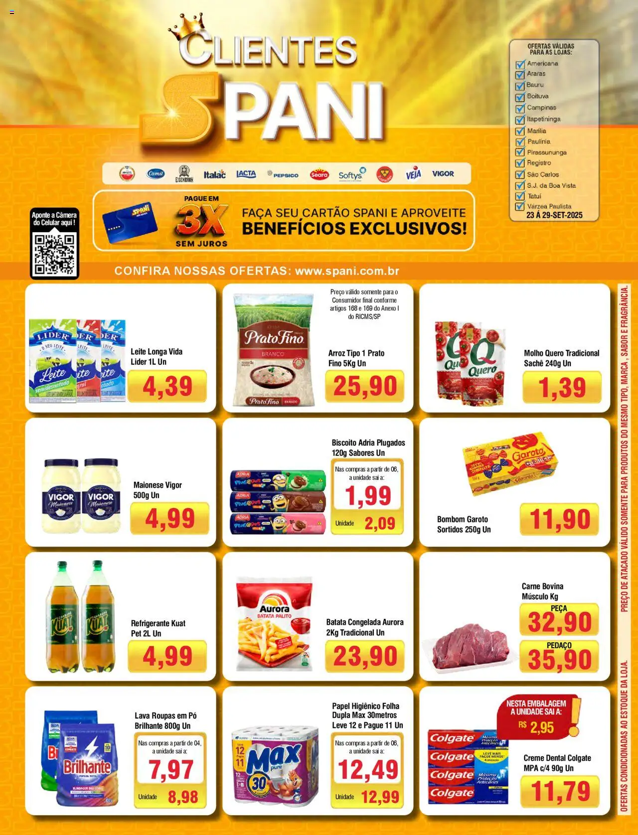 Spani Atacadista folheto "Ofertas da semana" válido a partir de 23/09/2025 - número de página 1 - Celular, Arroz, Carne, Refrigerante, Bombom, Pó, Carne bovina, Carne bovina músculo